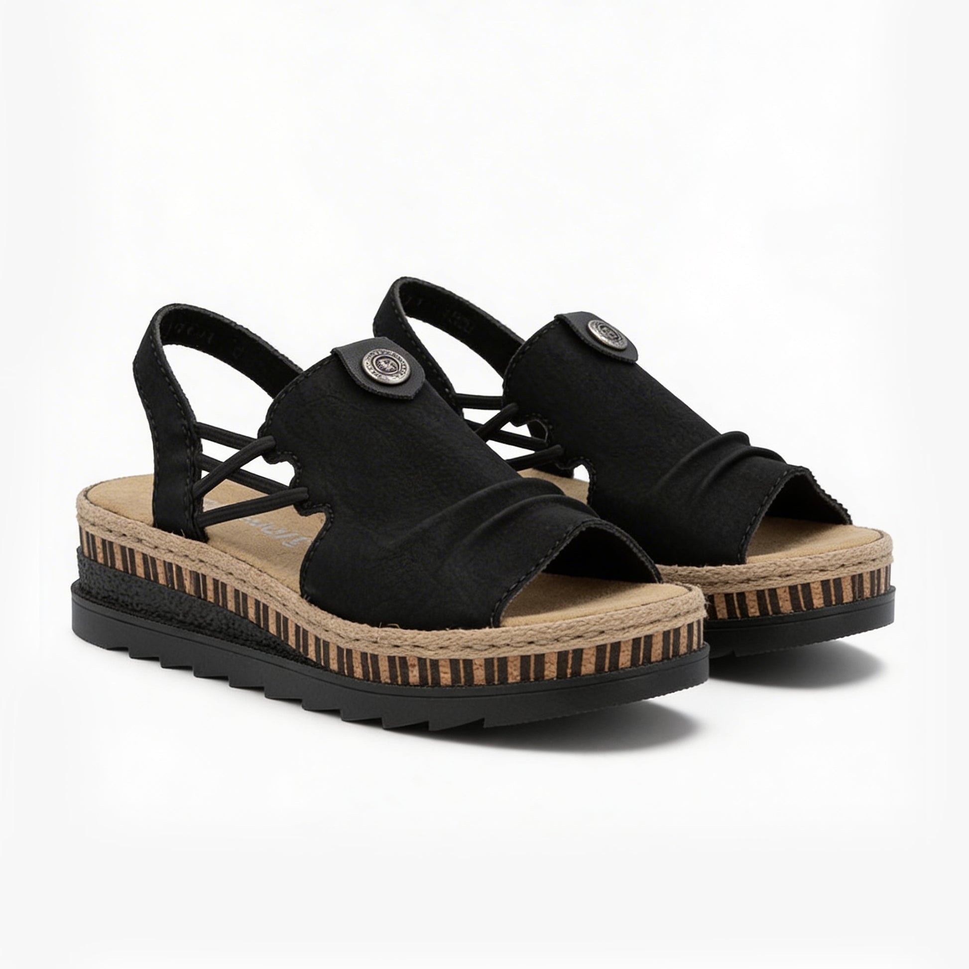 Rieker V7972-00 Womens Sandals Black