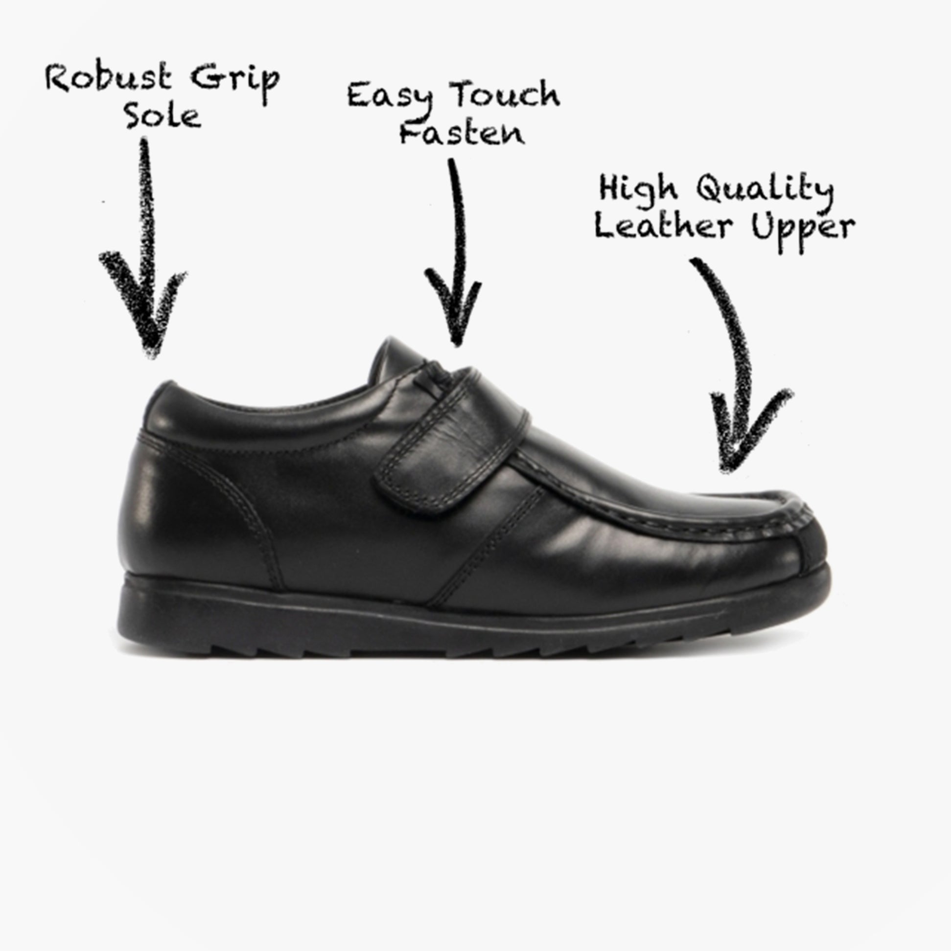 AMBER Girls Leather School Shoes Black