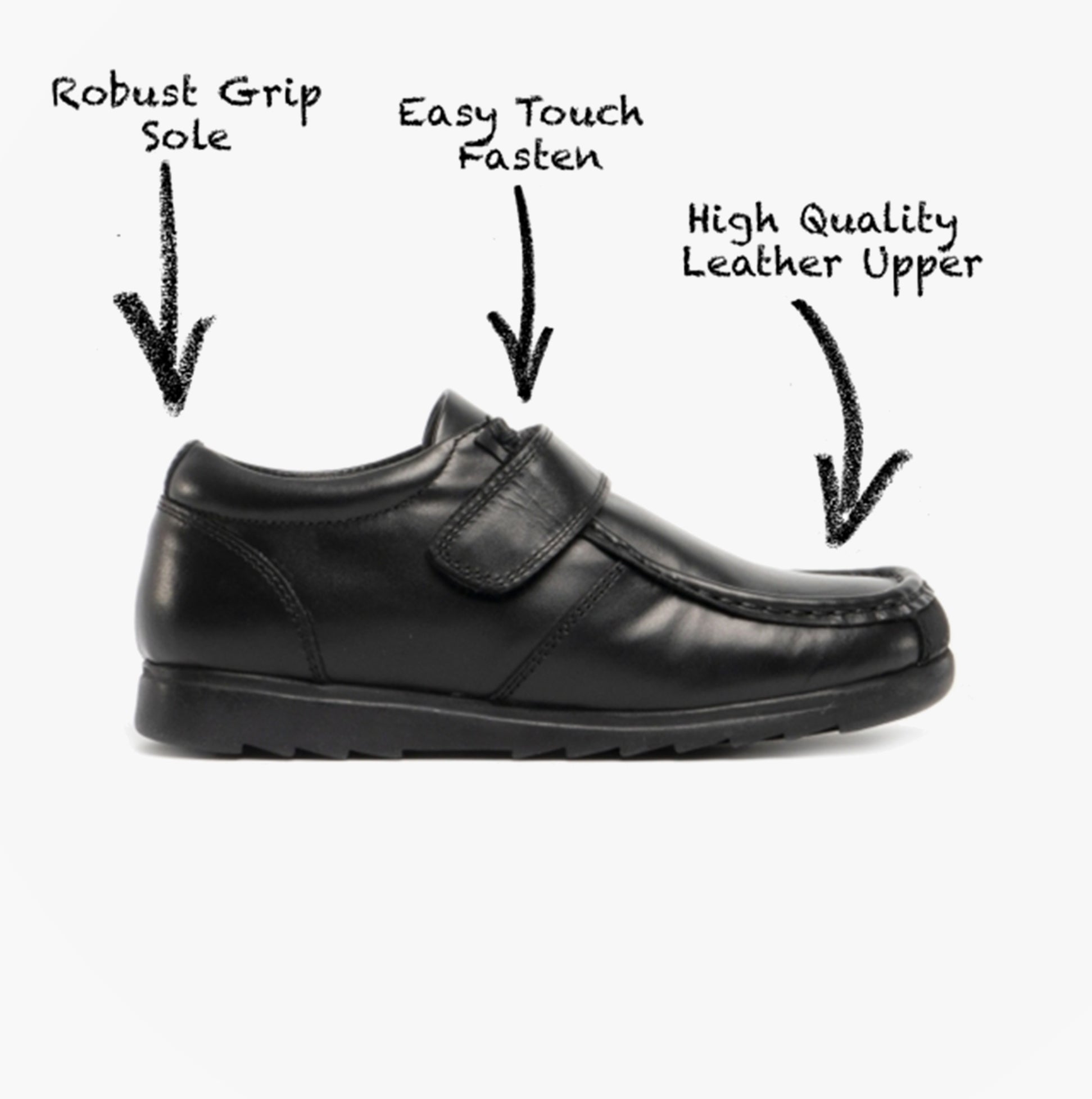 AMBER Girls Leather School Shoes Black