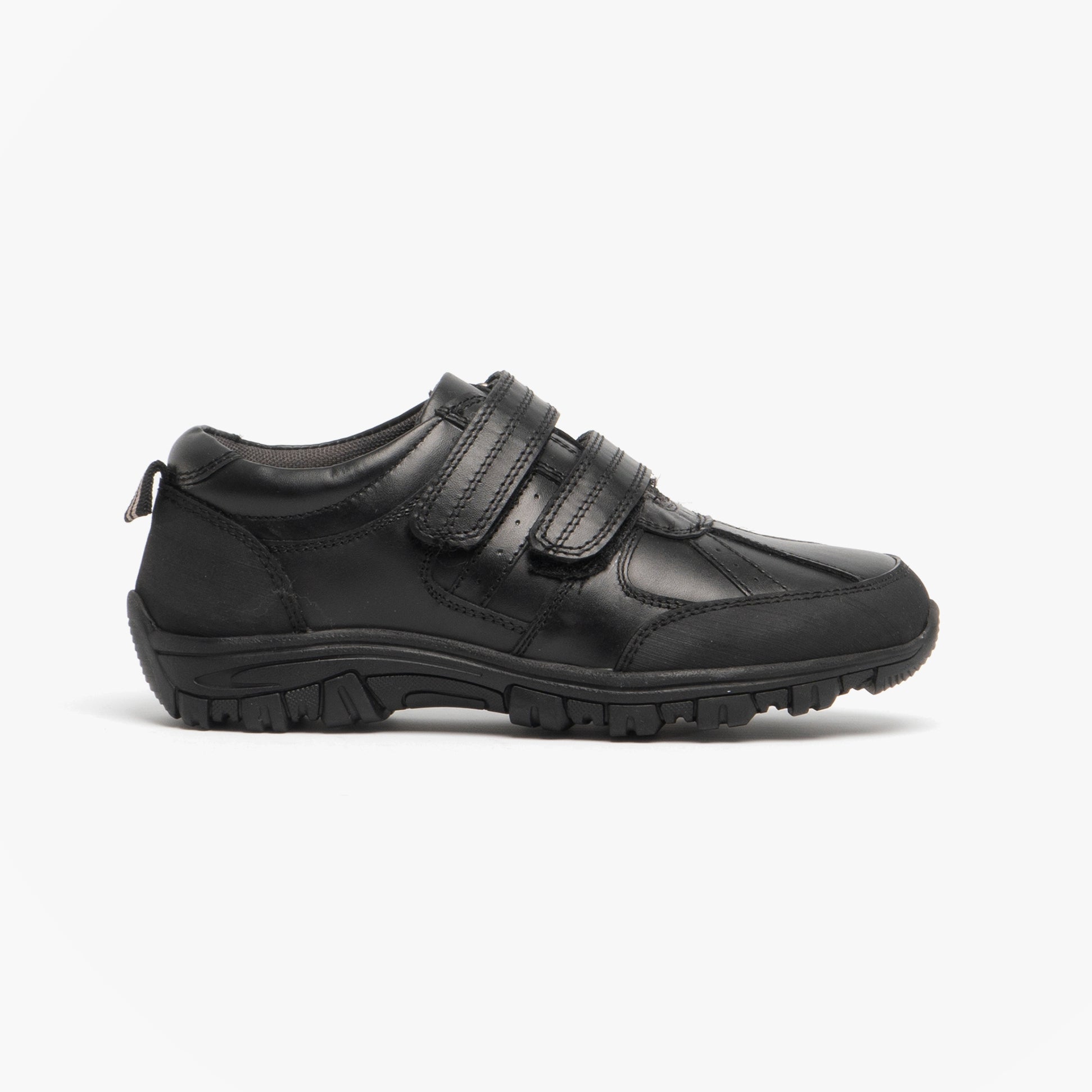 Roamers WILFRED Boys Black Leather Touch Fasten Shoes