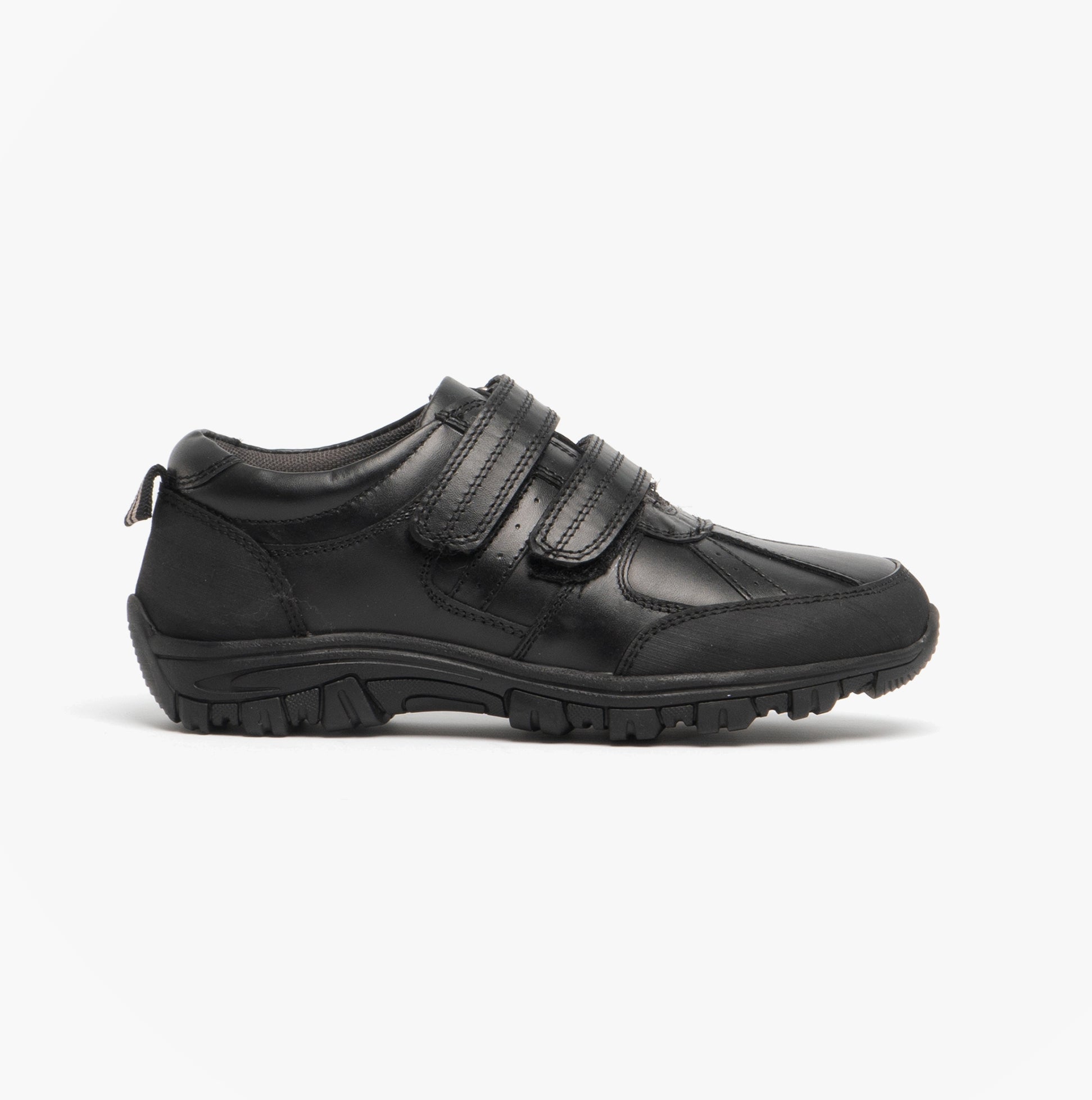 Roamers WILFRED Boys Black Leather Touch Fasten Shoes