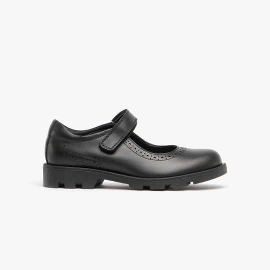 Roamers SABINA Girls Leather Touch Fasten Mary Jane Shoes Black