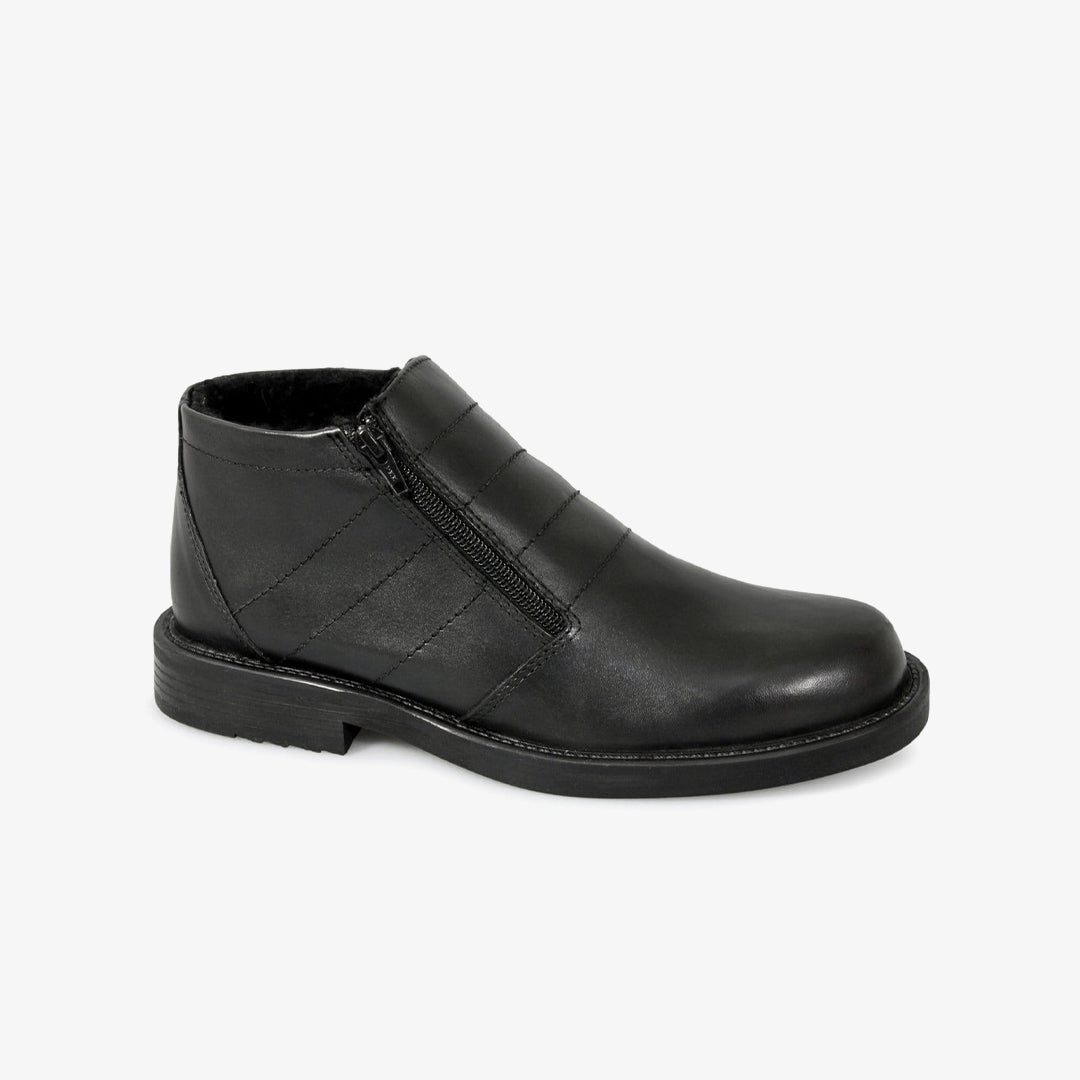 Roamers SHARK Mens Fur Lined Twin Zip Boots Black