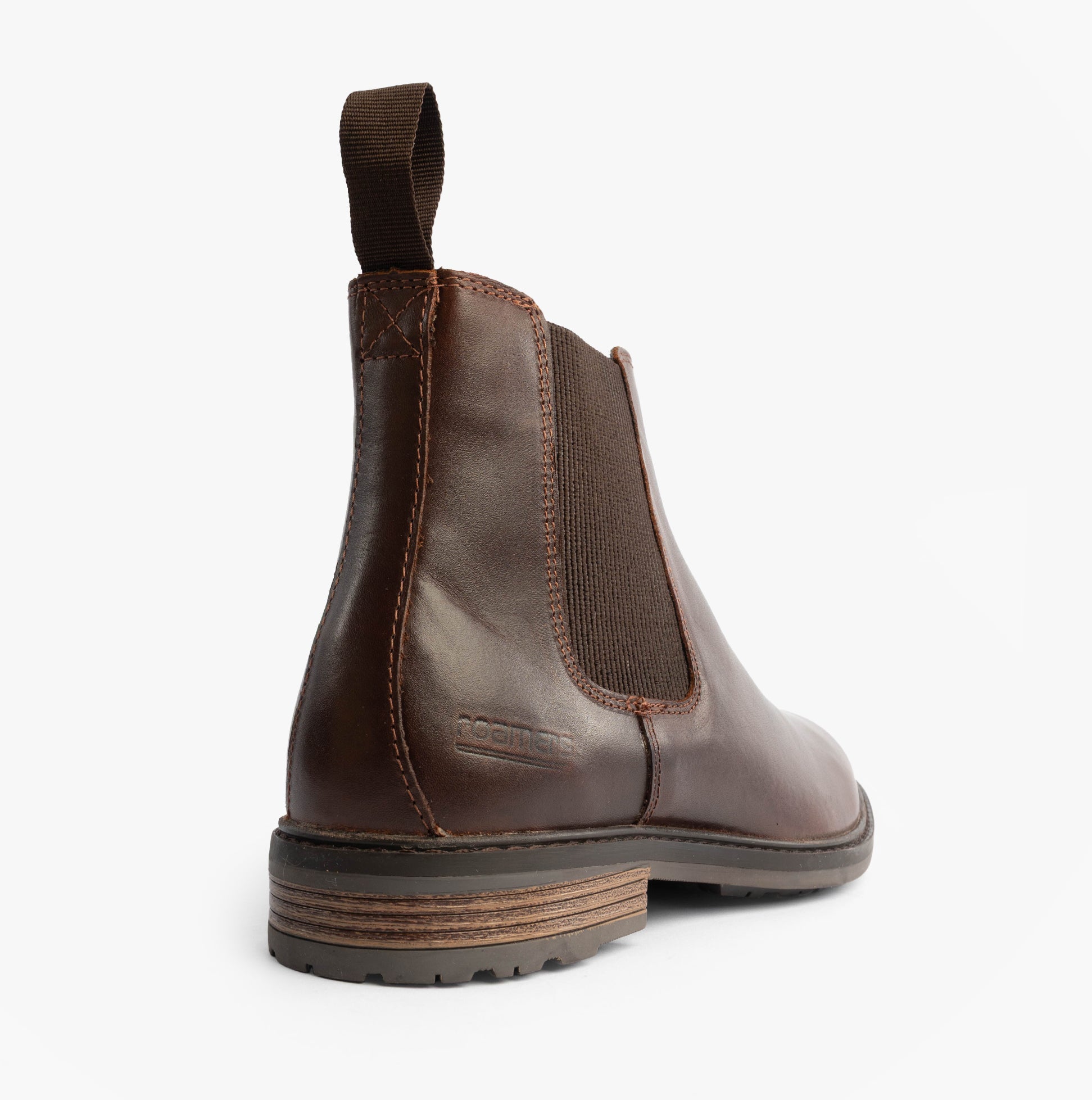 Roamers M189WB Mens Boots Brown side view showcasing Chelsea boot style with leather upper and rubber sole.