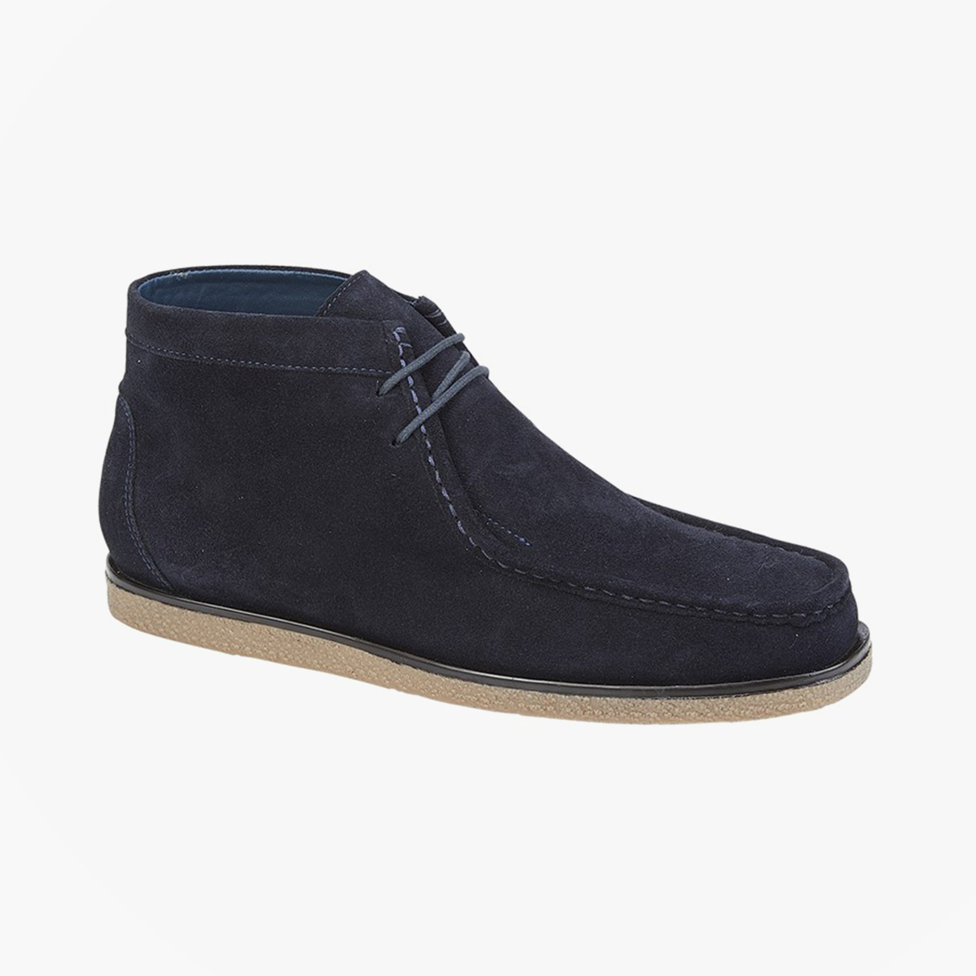Roamers M192CS Mens Boots Navy Blue side view, suede leather ankle boots with lace-up closure.