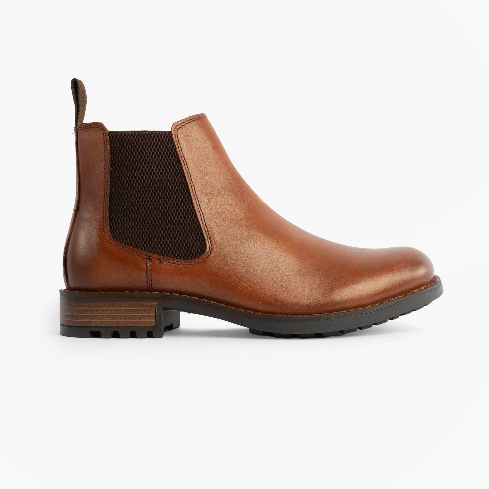 Roamers M267BT Mens Boots Elgin Tan side view showcasing ankle boot style with leather upper and rubber sole.