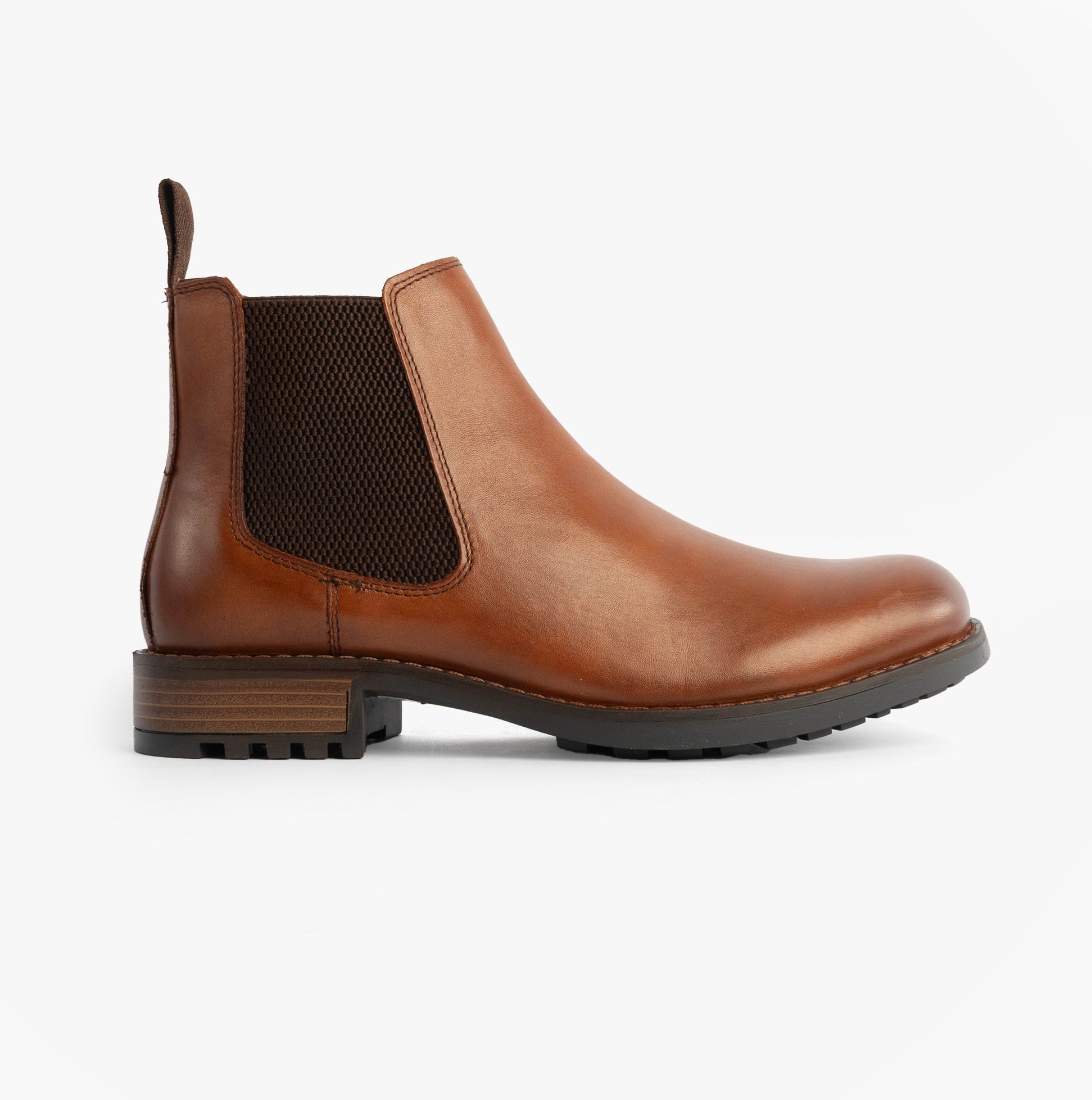 Roamers M267BT Mens Boots Elgin Tan side view showcasing ankle boot style with leather upper and rubber sole.