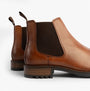 Roamers M267BT Mens Boots Elgin Tan side view showing leather and textile details with low heel.