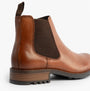 Roamers M267BT Mens Boots Elgin Tan side view showcasing leather upper and elastic side panel.