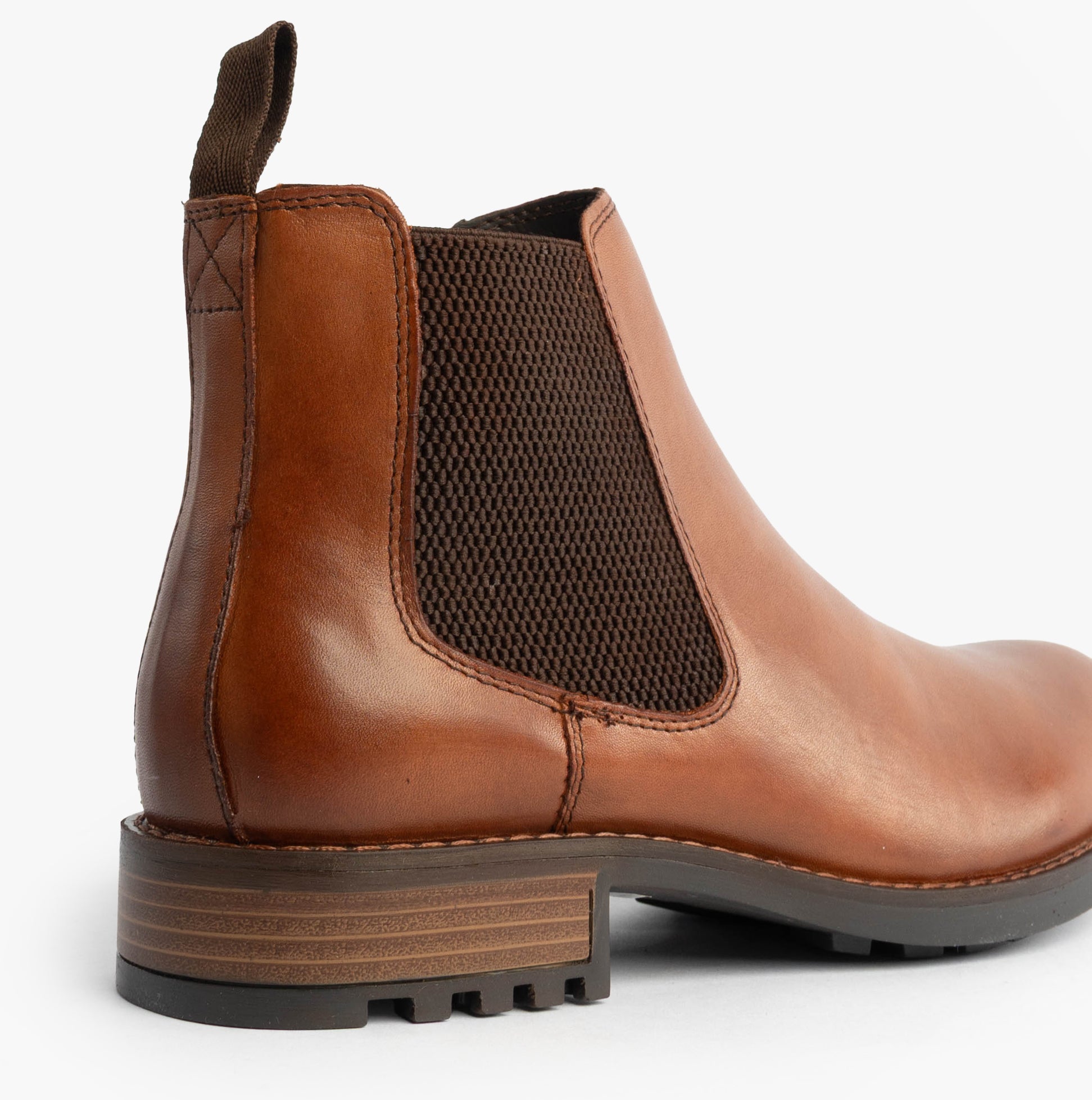 Roamers M267BT Mens Boots Elgin Tan side view showcasing leather upper and elastic side panel.