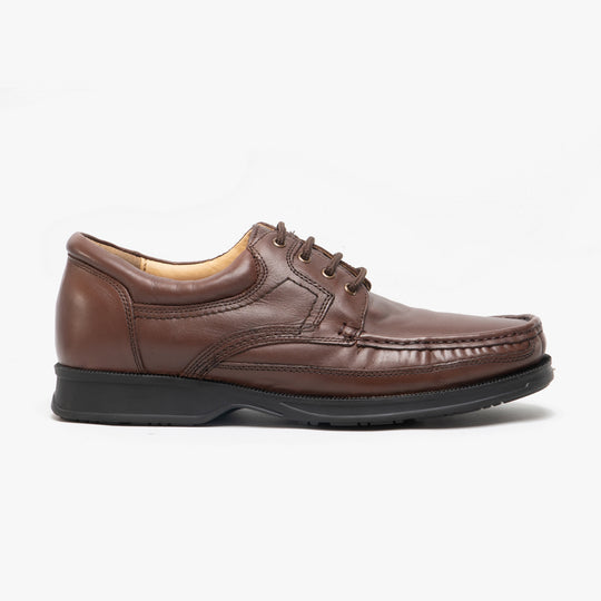 Roamers DYLAN Mens Leather Lace Up Apron Shoes Brown