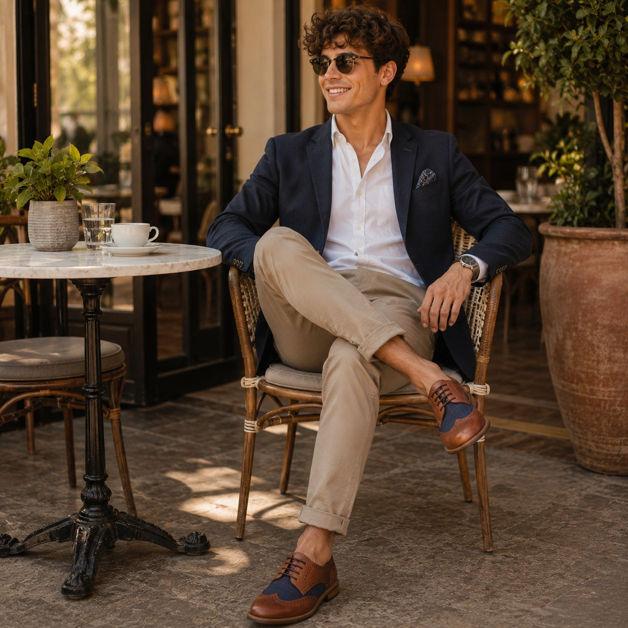 Mens 4 Eyelet Wing Brogue Oxford Tan