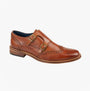 Roamers M411BT Mens Shoes Tan side view leather monk shoes with buckle closure and round toe