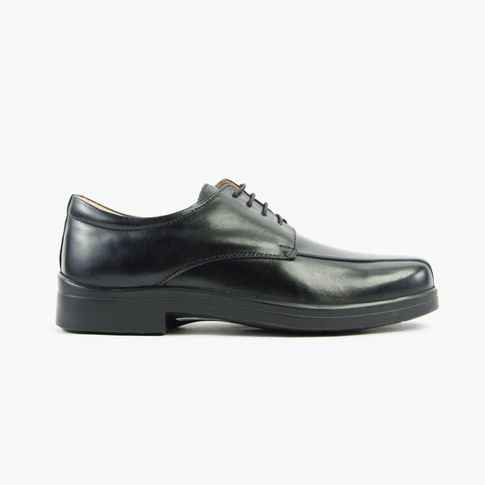Roamers MILTON Mens Leather Tramline Gibson Shoes Black