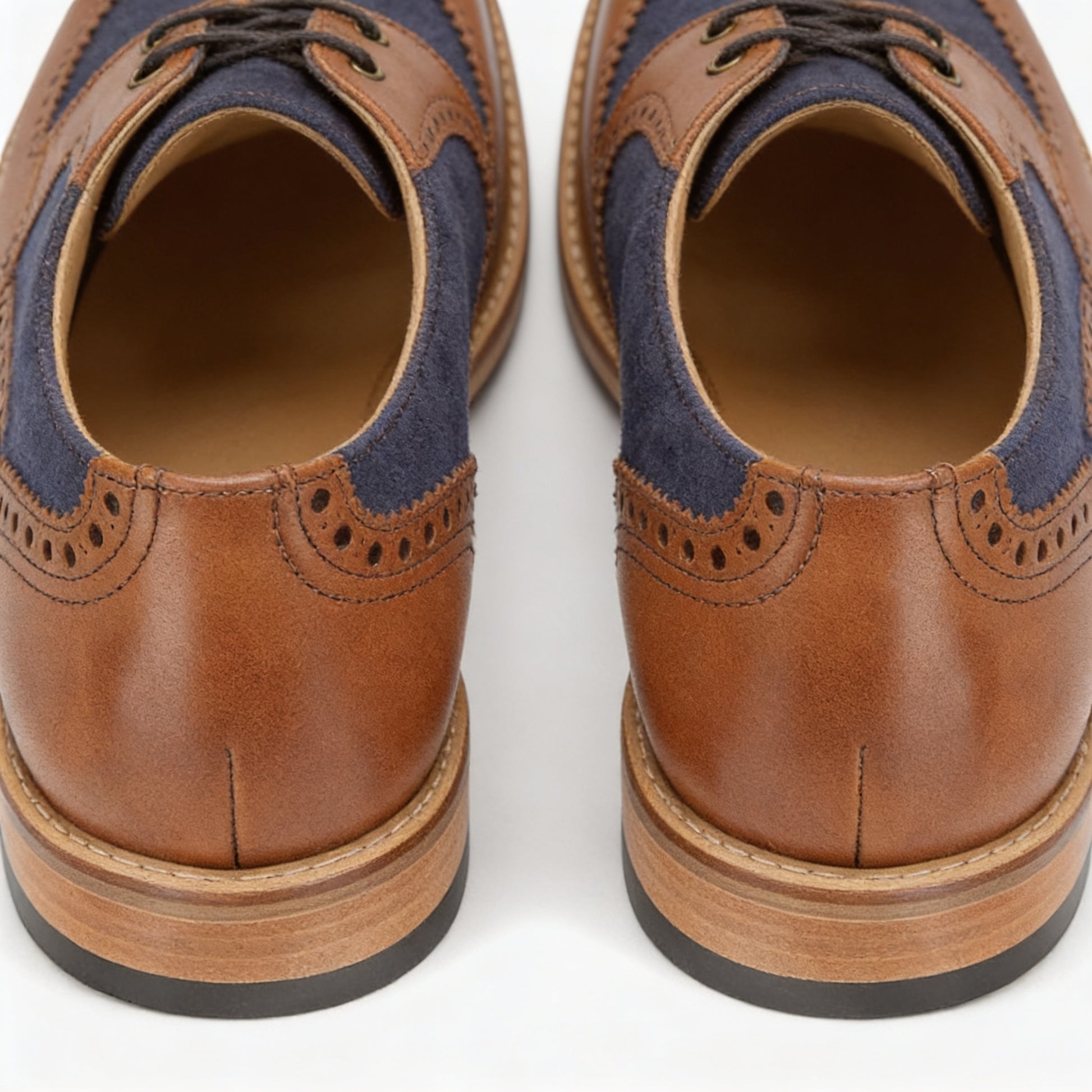 M461LT Mens 5 Eyelet Brogue Oxford Shoes Tan/Navy