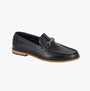 Roamers M508A Mens Shoes Black side view showing leather upper, slip-on loafer style, round toe and low heel.