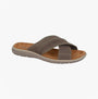 Roamers M543B Mens Sandals Brown side view showing nubuck upper and lightweight PU sole.