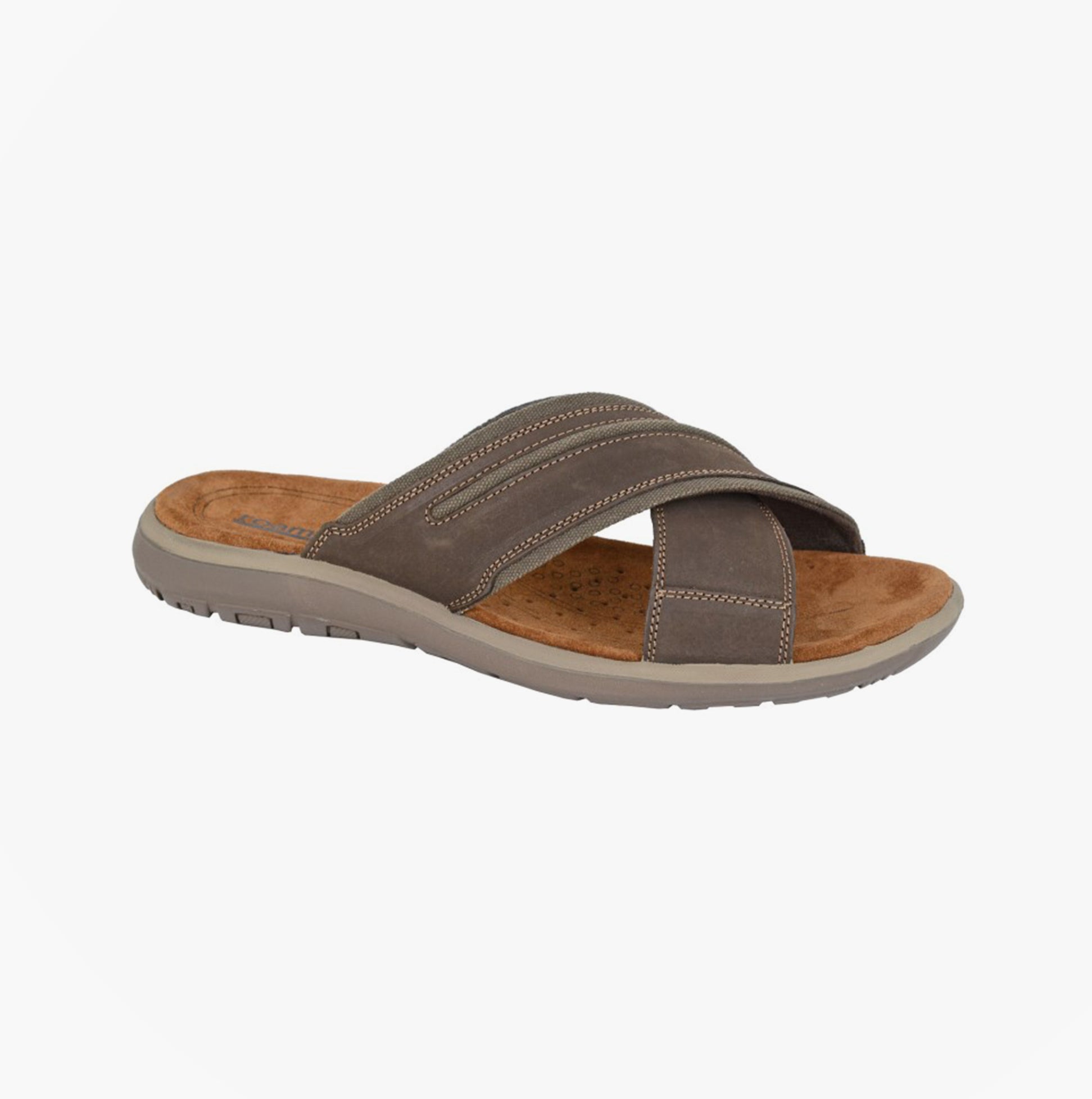Roamers M543B Mens Sandals Brown side view showing nubuck upper and lightweight PU sole.