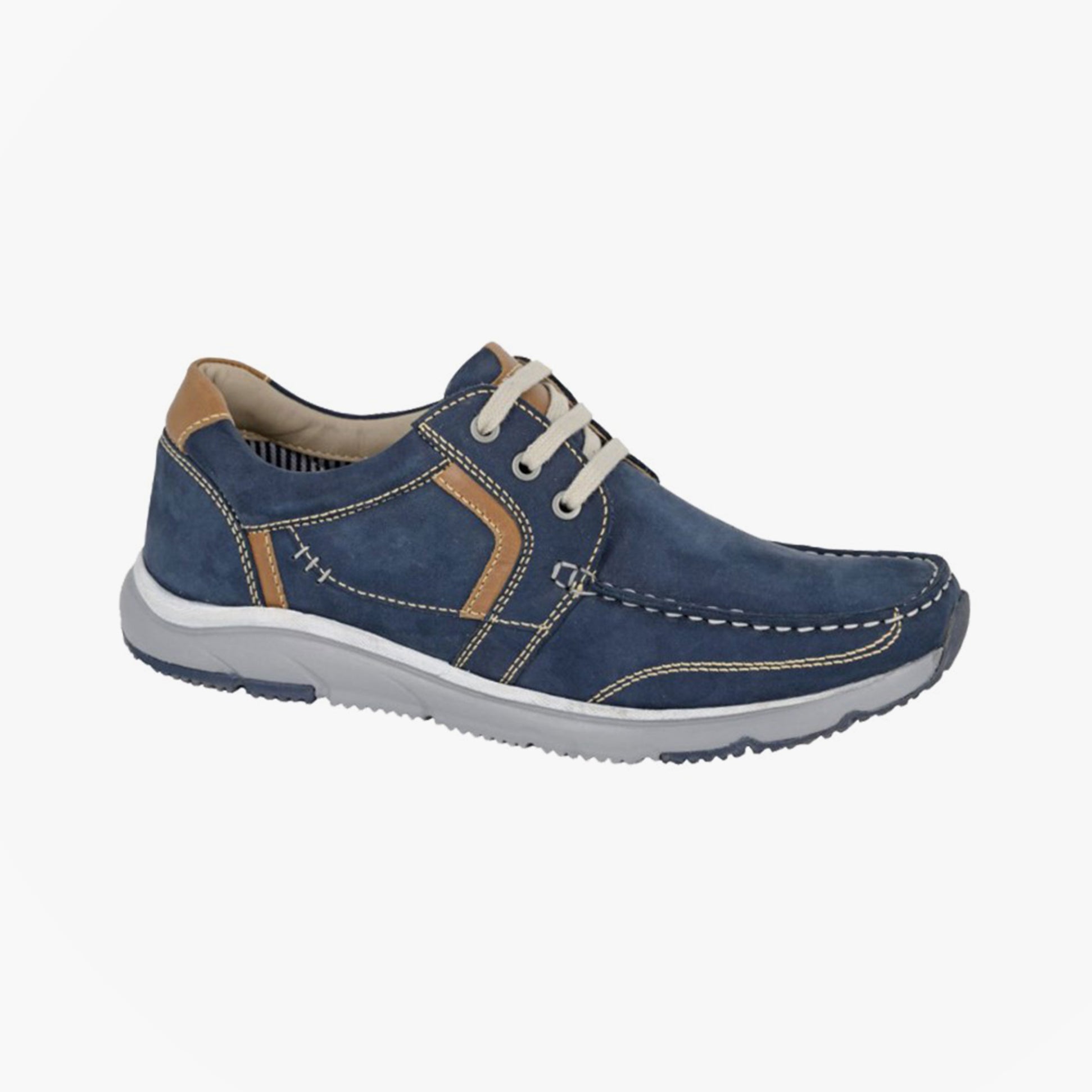 Roamers M546CN Mens Shoes Navy side view with lace-up closure and nubuck upper.