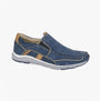 Roamers M547CN Mens Shoes Navy side view with nubuck upper and slip-on design, featuring lightweight comfort.