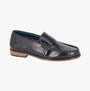 Roamers M550A Mens Loafers Black side view showcasing leather upper and slip-on design.