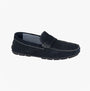 Roamers M591CS Mens Loafers Navy side view showcasing suede upper and slip-on design.