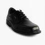 Roamers M601A Mens Shoes Black front view, casual leather shoes with lace-up closure, lightweight design.