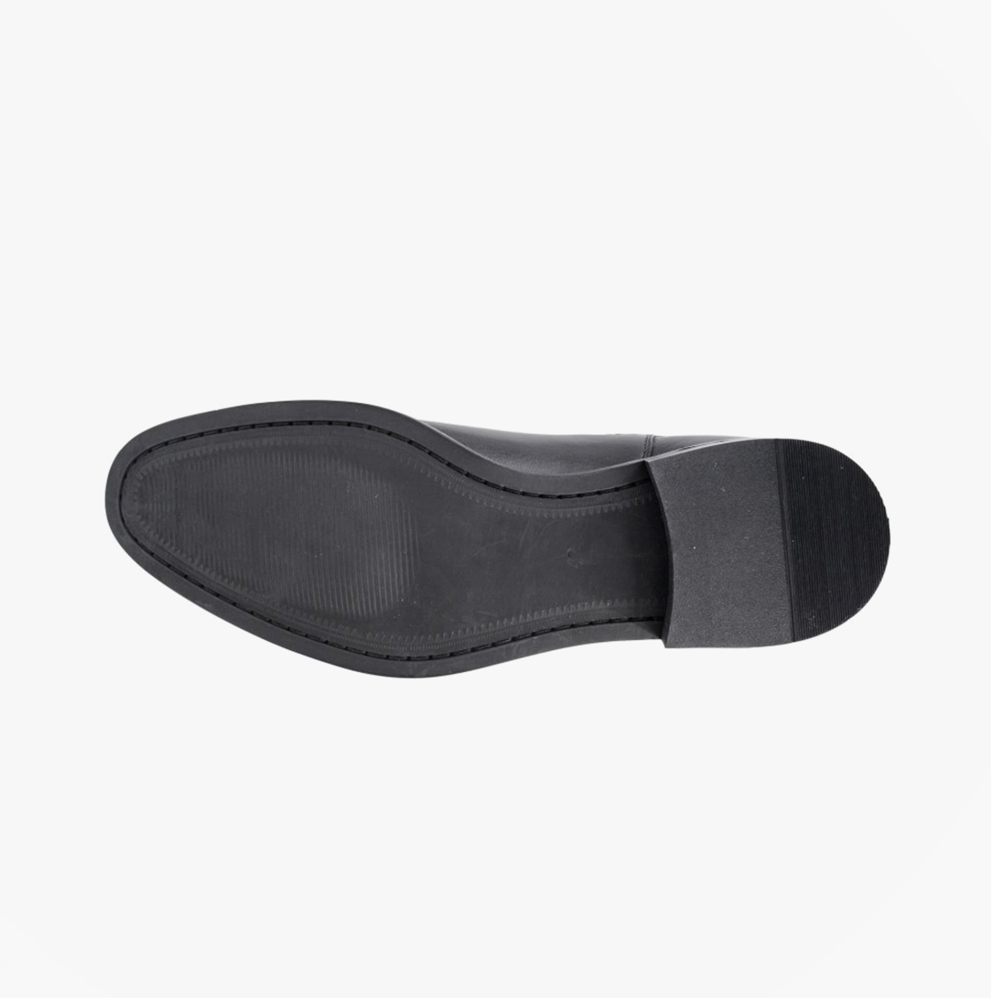 Roamers M684A Mens Boots Black bottom view showing rubber sole and details of ankle Chelsea boot design.