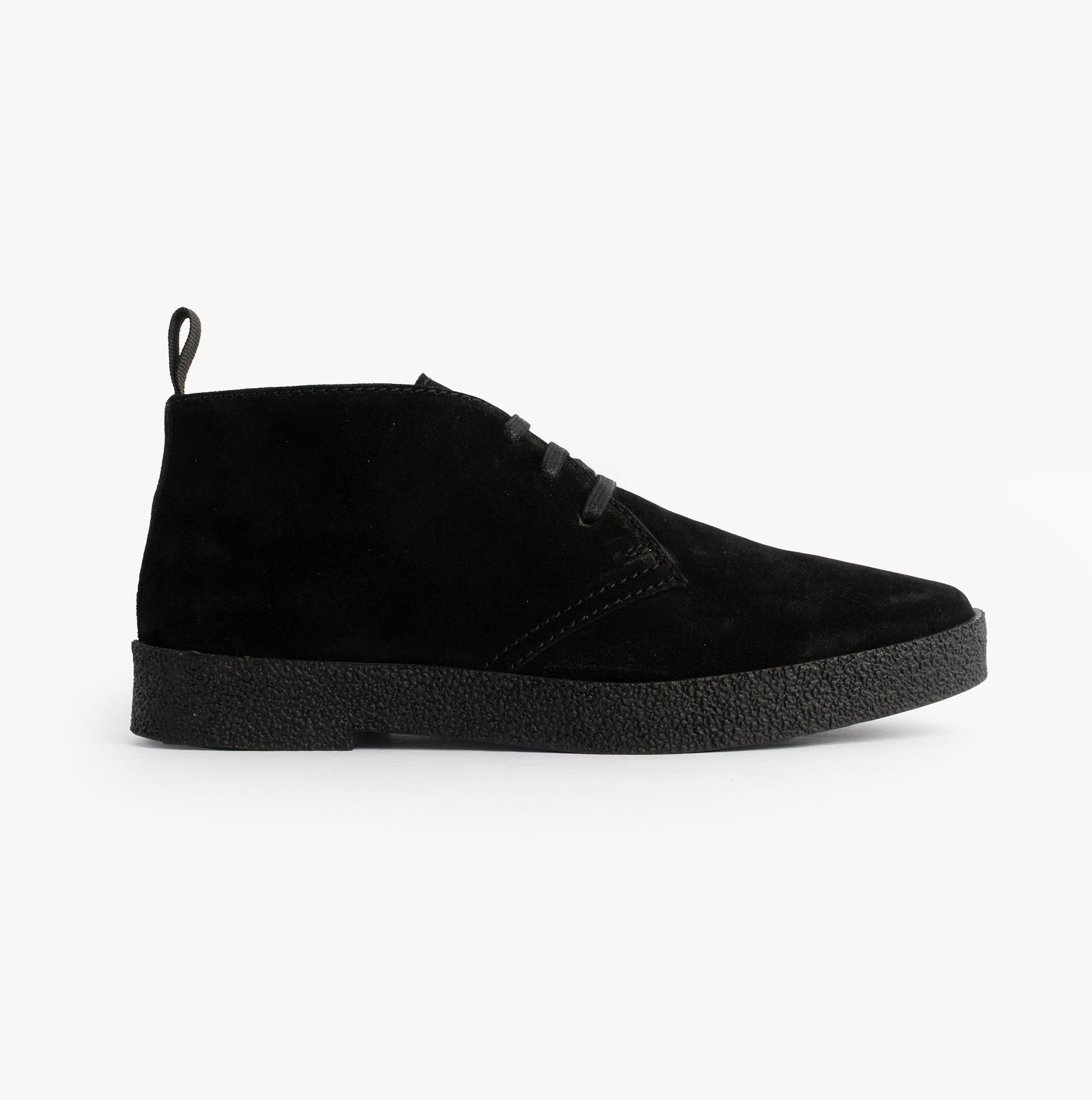 Roamers REVOLVER Mens Boots Black side view showcasing suede leather, lace-up closure, and low heel design.