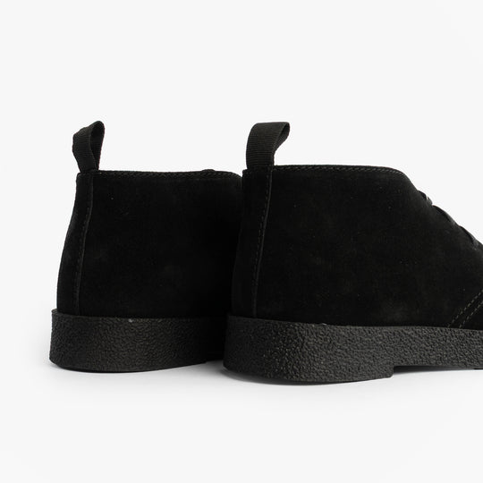 Roamers REVOLVER Mens Boots Black rear view showing suede leather and TPR sole, perfect for comfort and style.