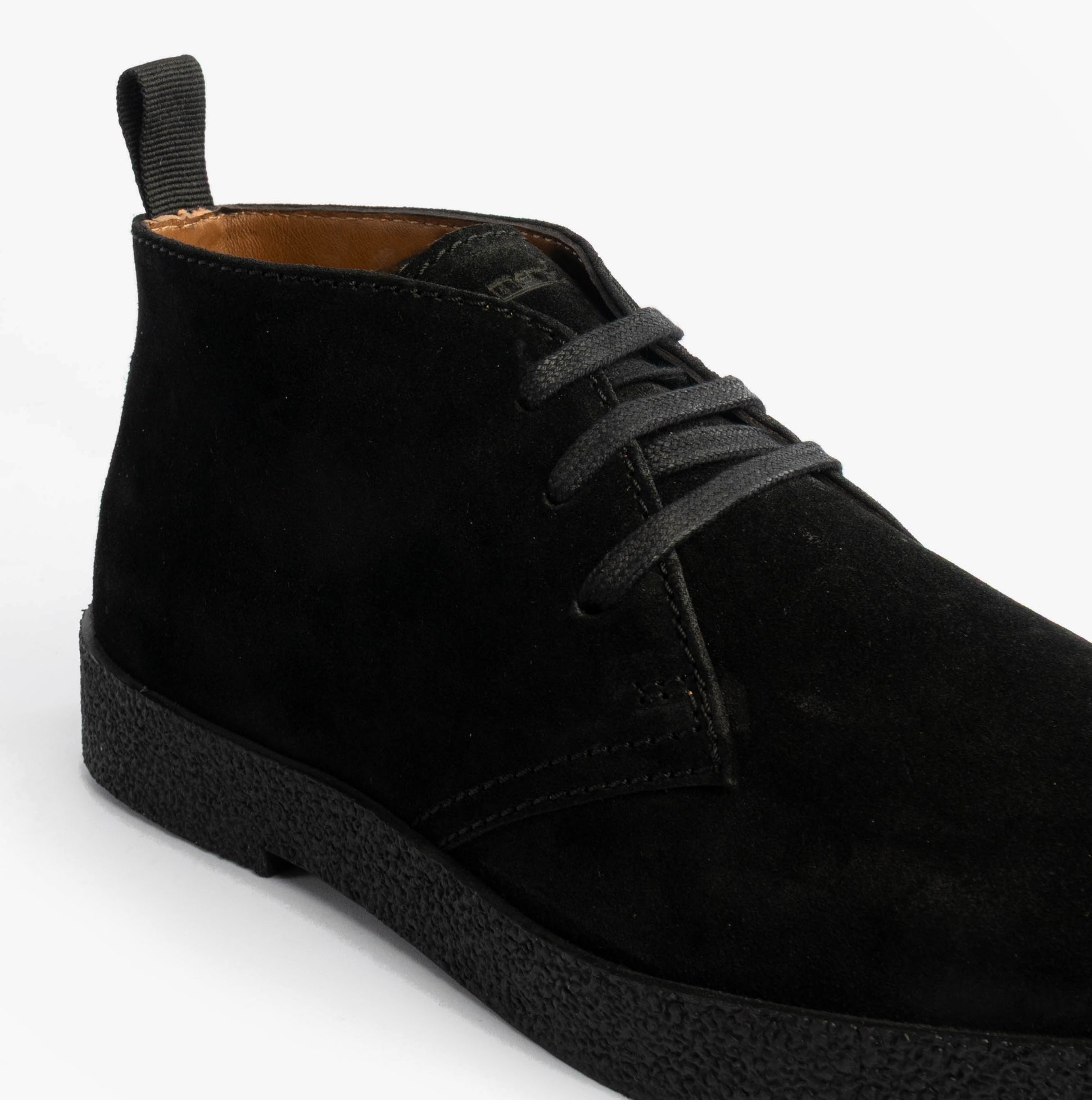 Roamers REVOLVER Mens Boots Black side view showcasing suede leather upper and round toe shape.