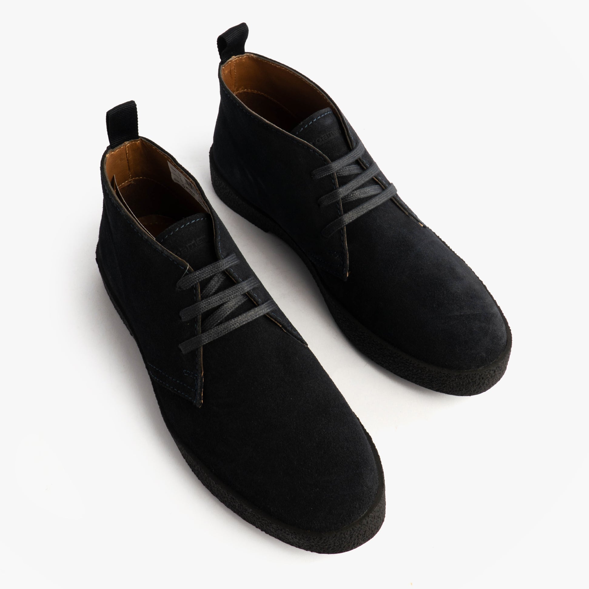 Roamers REVOLVER Mens Boots Navy top view, suede leather desert boots with lace-up closure.