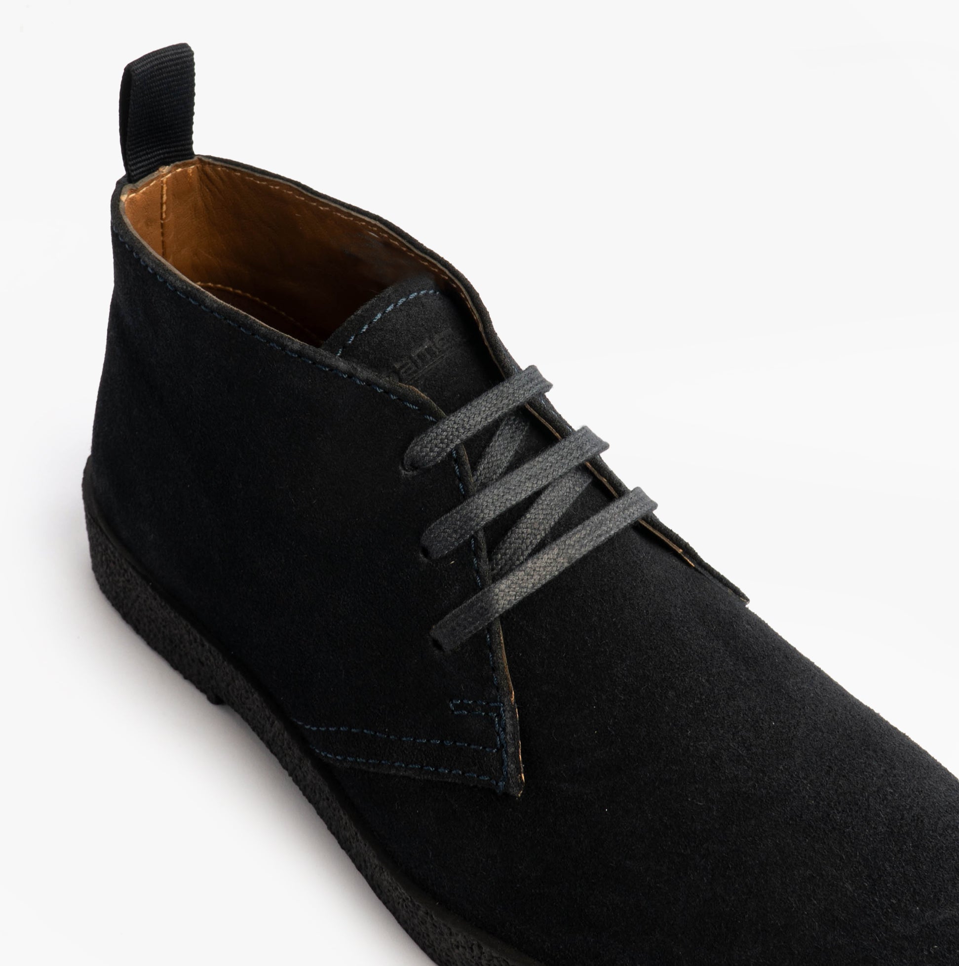 Roamers REVOLVER Mens Boots Navy side view, suede leather ankle boots with lace-up closure and round toe shape.