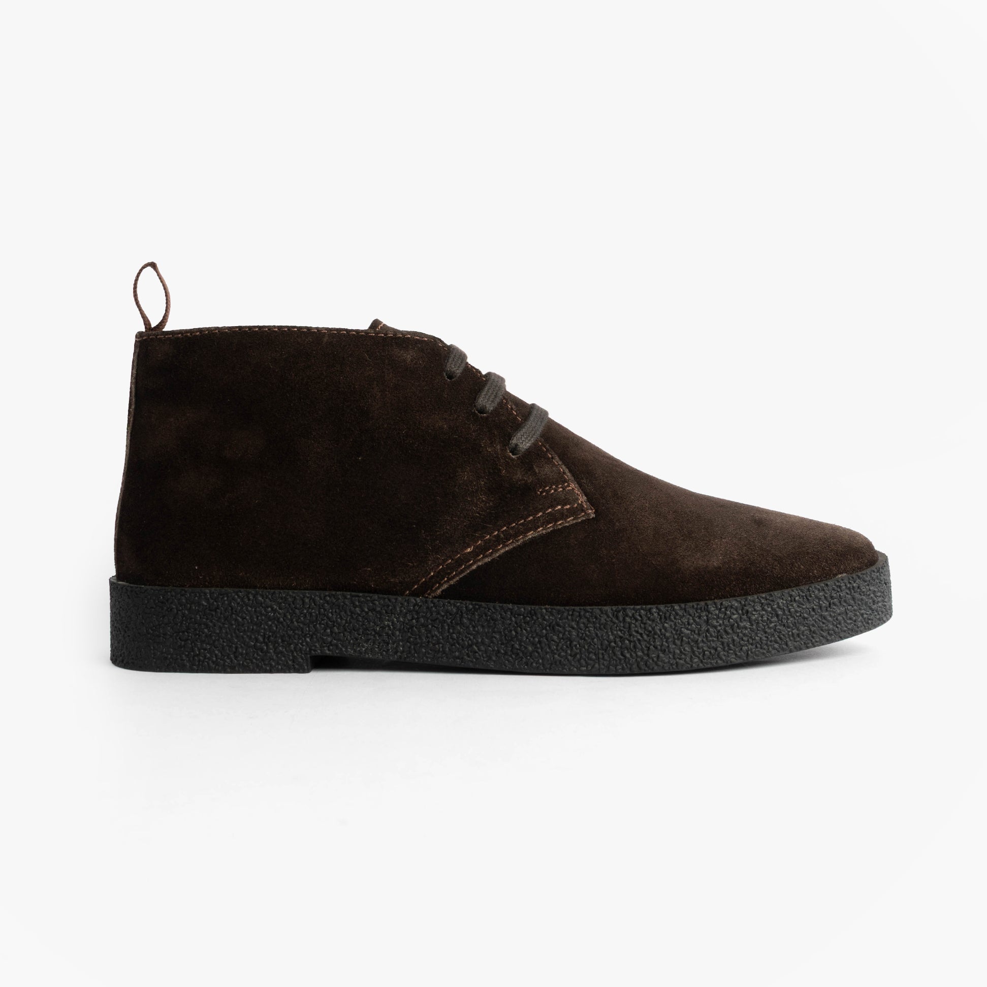Roamers REVOLVER Mens Boots Chocolate Brown side view showing suede leather upper and lace-up closure.
