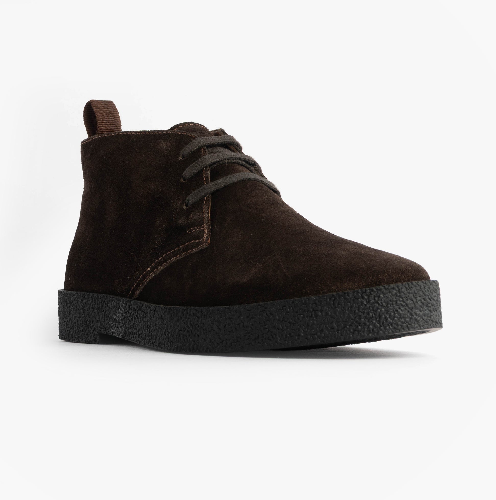 Roamers REVOLVER Mens Boots Chocolate Brown side view showing suede leather upper and lace-up closure.