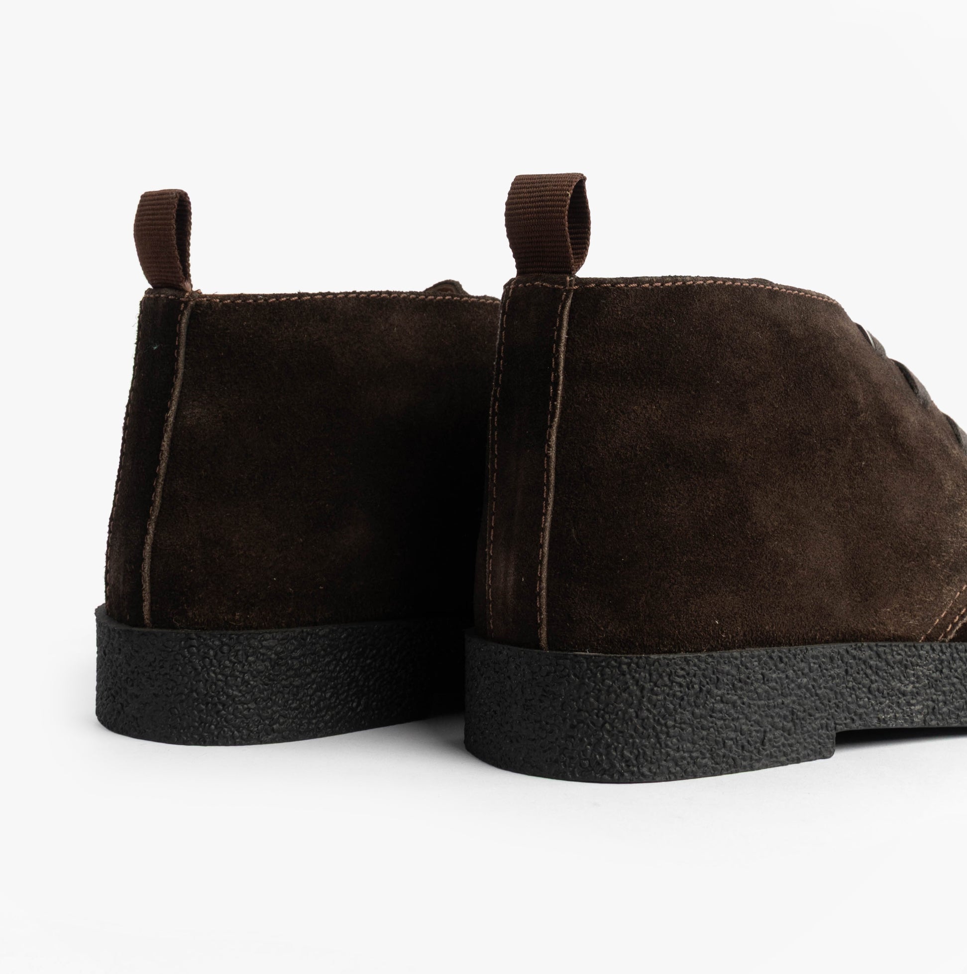 Roamers REVOLVER Mens Boots Chocolate Brown rear view, showing suede leather upper and TPR sole.