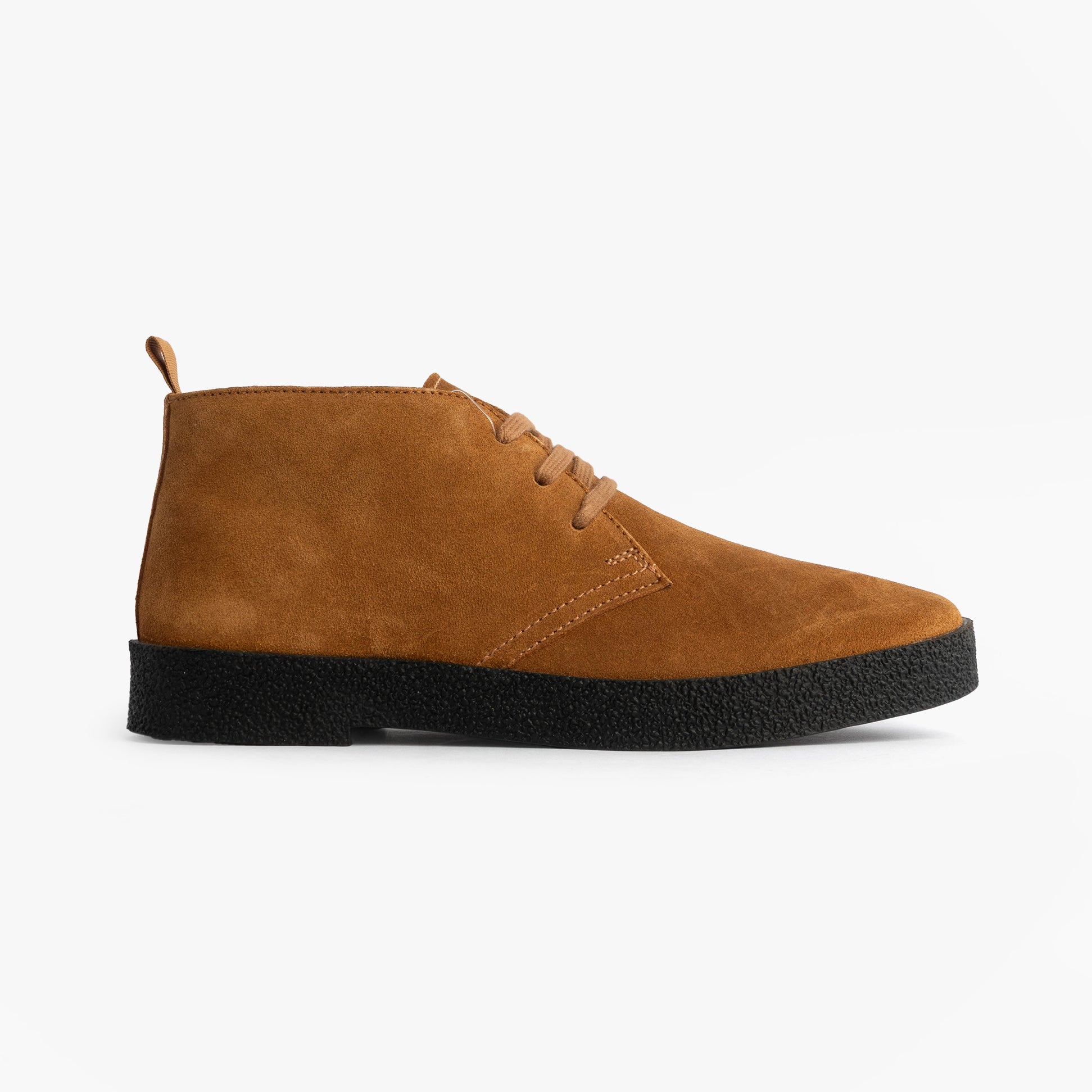 Roamers REVOLVER Mens Boots Tan side view showing suede leather upper and lace-up closure.