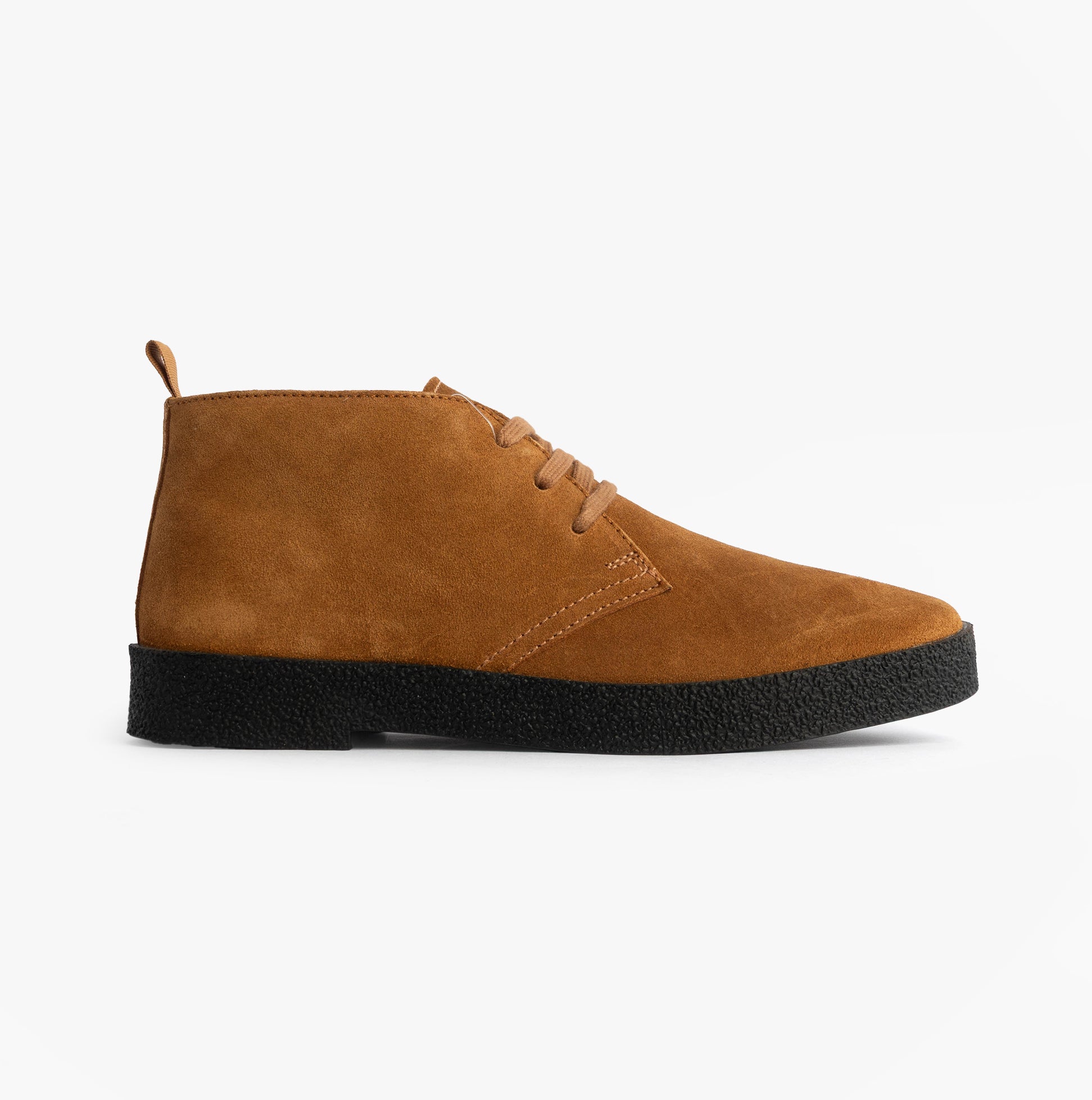 Roamers REVOLVER Mens Boots Tan side view showing suede leather upper and lace-up closure.