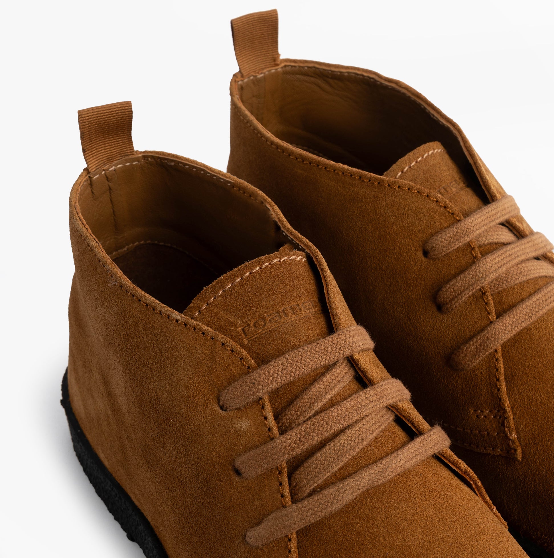 Roamers REVOLVER Mens Boots Tan detail view featuring suede leather upper and lace-up design.