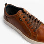 Roamers M799BT Mens Trainers Tan side view showcasing casual leather upper and lace-up closure.