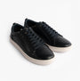 Roamers M799C Mens Trainers Navy front view showing casual leather trainers with lace-up fastening.