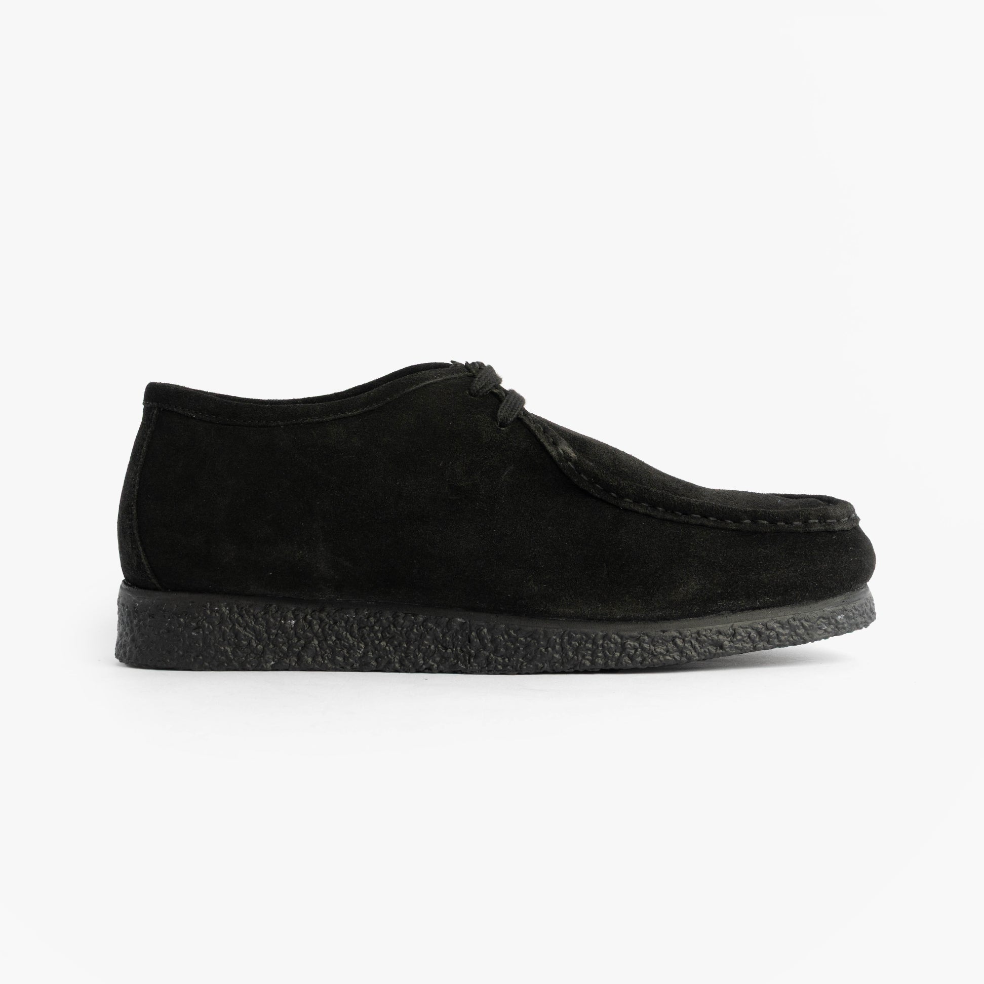 Roamers M954AS Mens Shoes Black side view, casual suede upper, lace-up closure, flat sole.