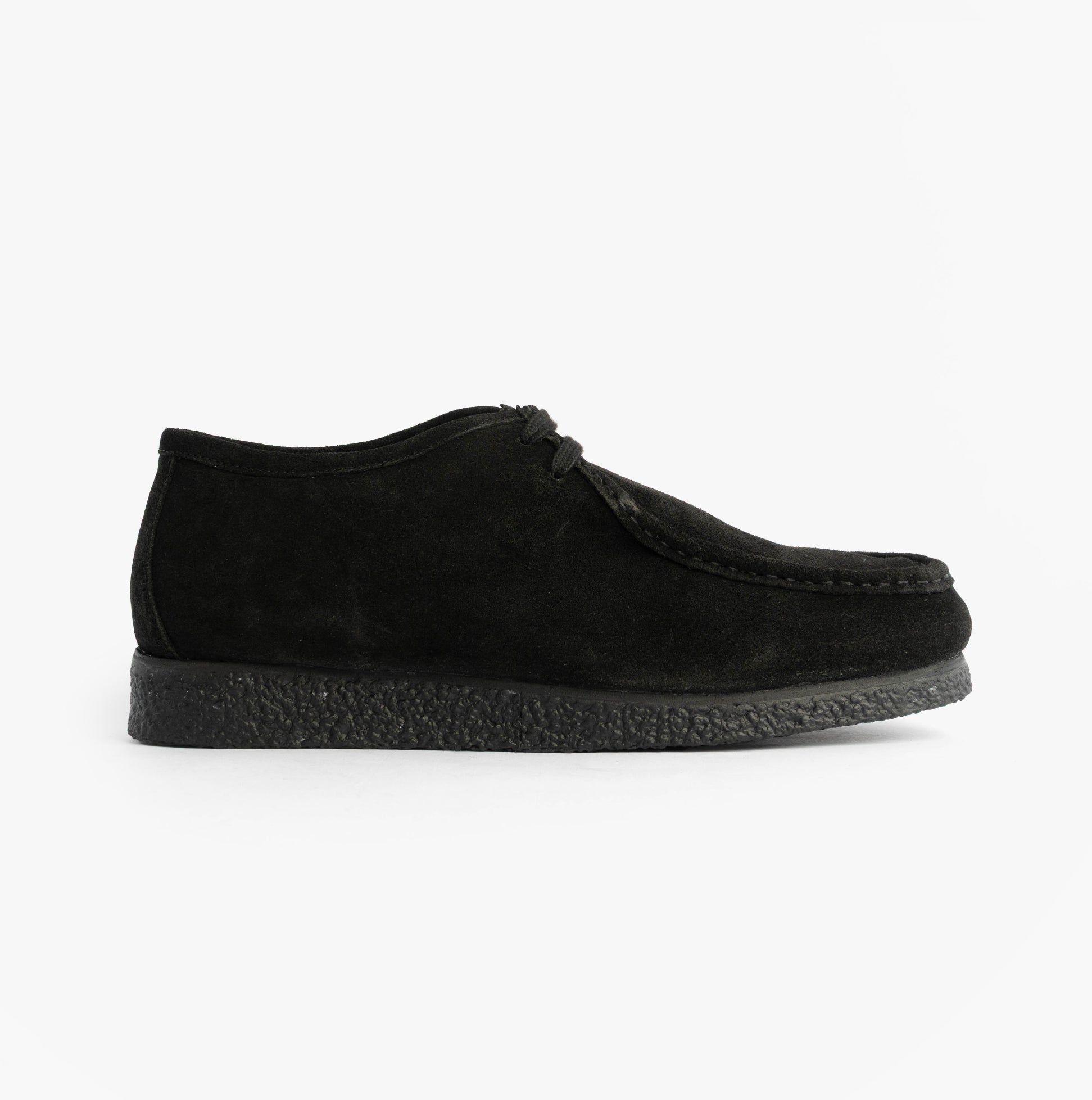 Roamers M954AS Mens Shoes Black side view, casual suede upper, lace-up closure, flat sole.
