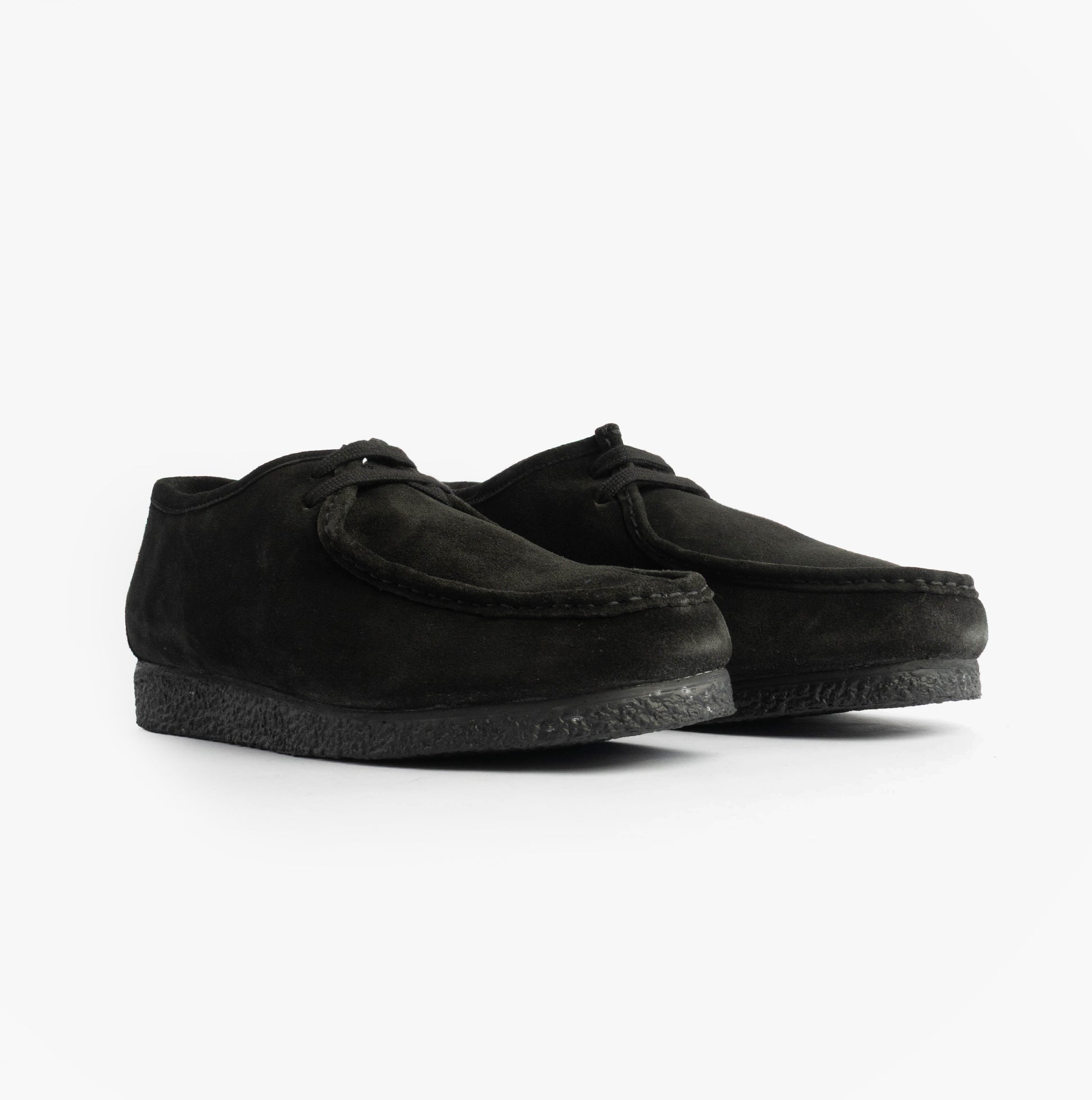 Roamers M954AS Mens Shoes Black - side view showcasing casual suede shoes with lace-up closure and flat sole.
