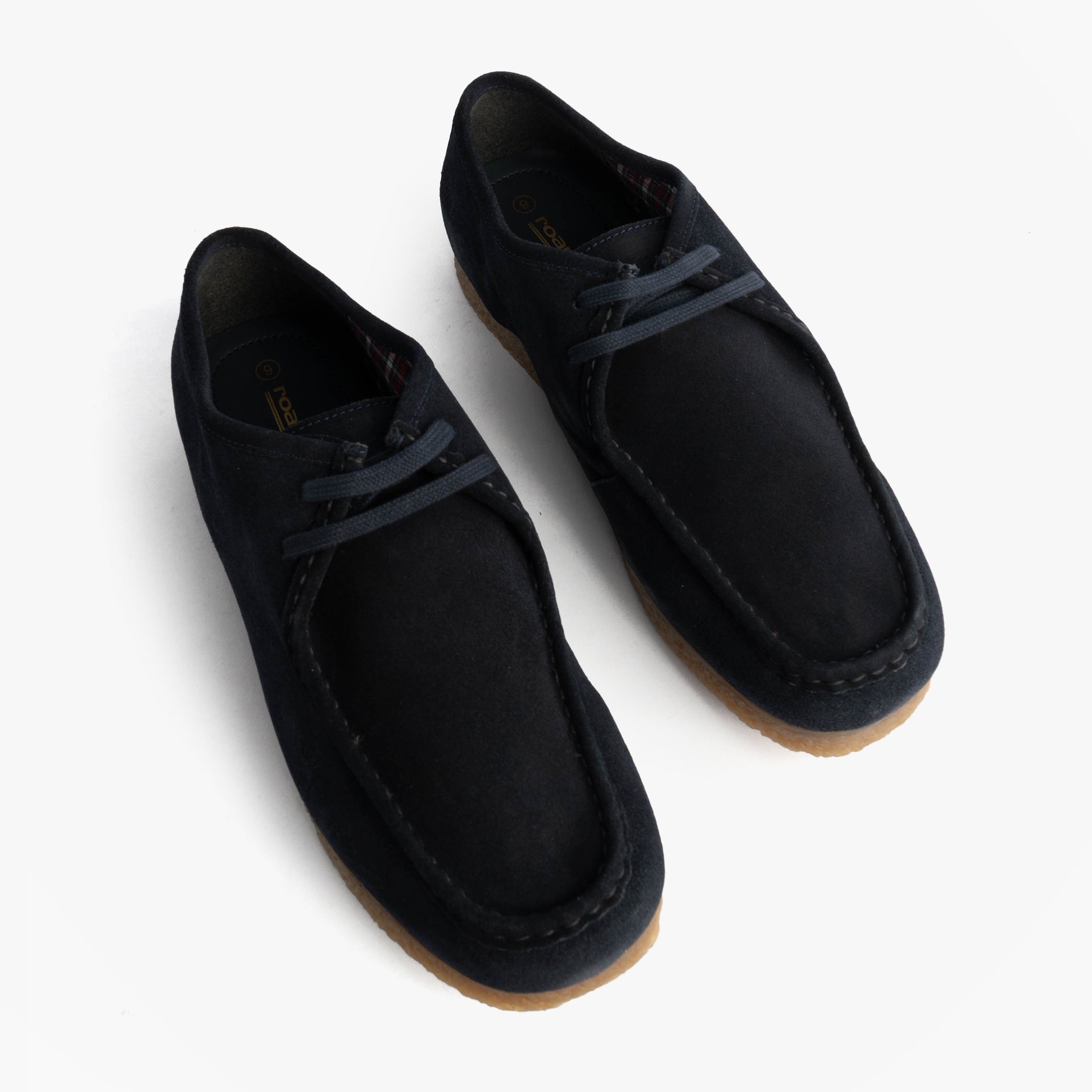 Roamers M954CS Mens Shoes Navy Blue top view suede lace-up shoes with round toe and flat sole.