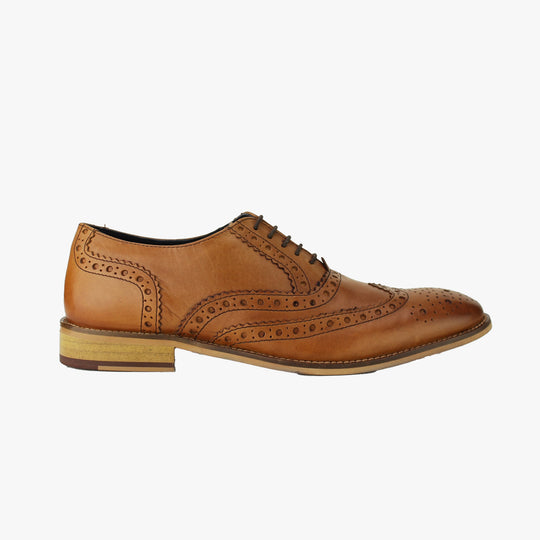 Roamers WINSTON Mens Brogue Oxford Shoes Tan