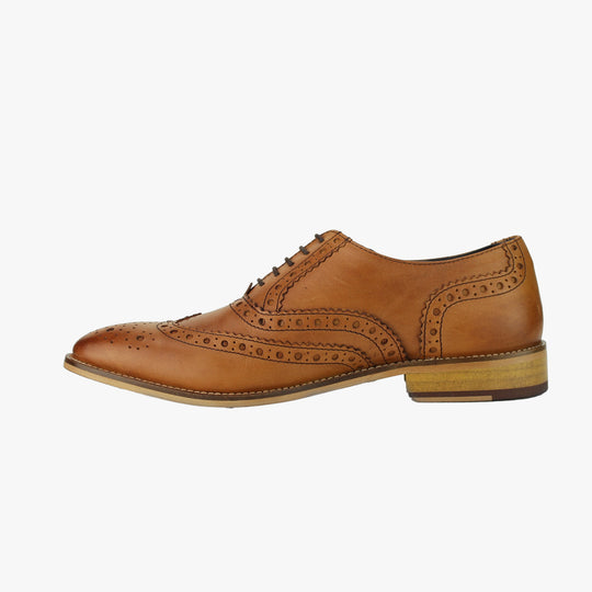 Roamers WINSTON Mens Brogue Oxford Shoes Tan