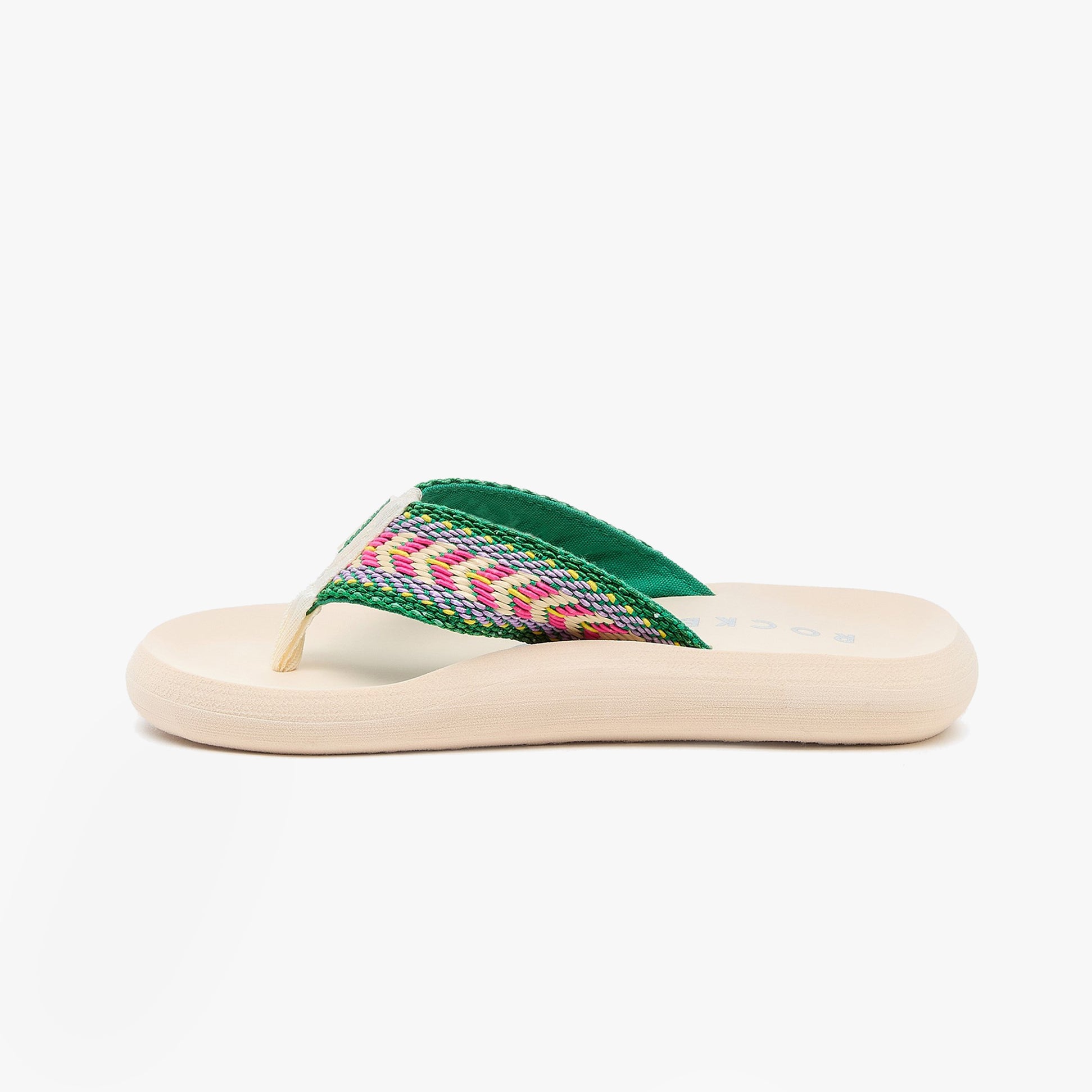Rocket Dog SPOTLIGHT MADISON Womens Sandals Green/Multi side view showcasing textile upper and lightweight EVA sole.