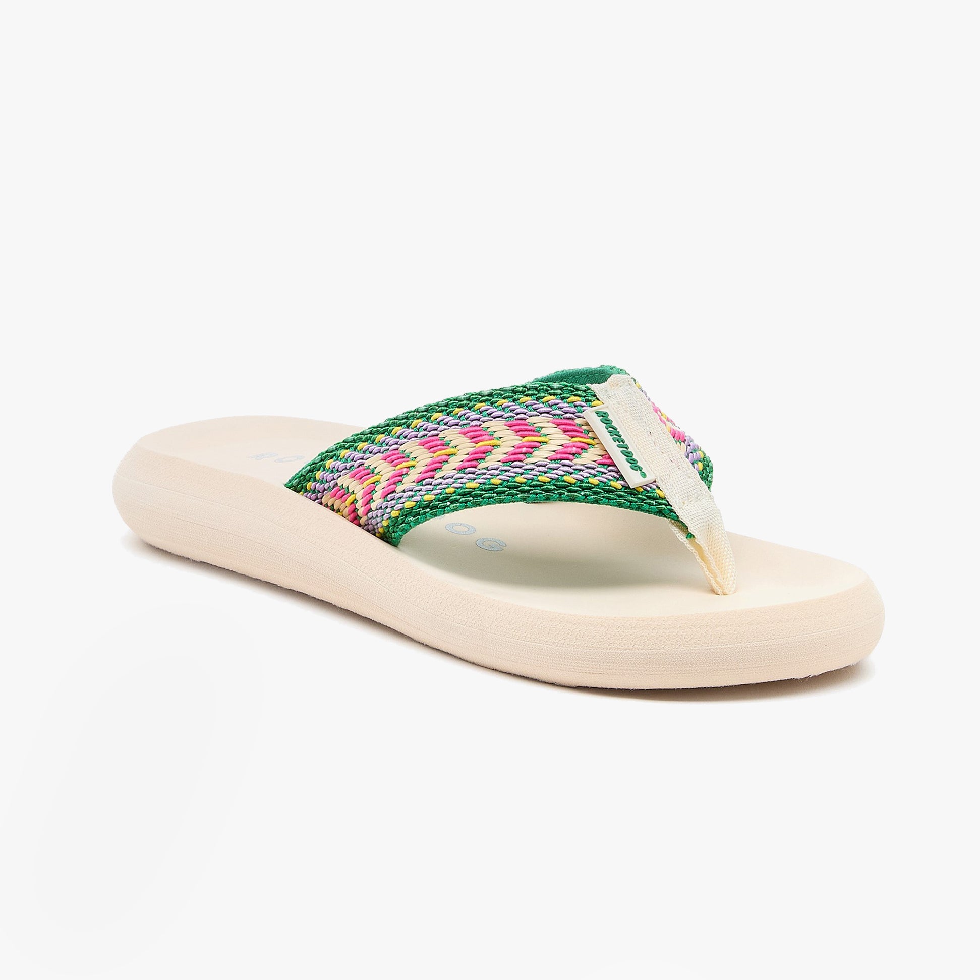Rocket Dog SPOTLIGHT MADISON Womens Sandals Green/Multi side view showcasing colorful textile straps and lightweight EVA sole.