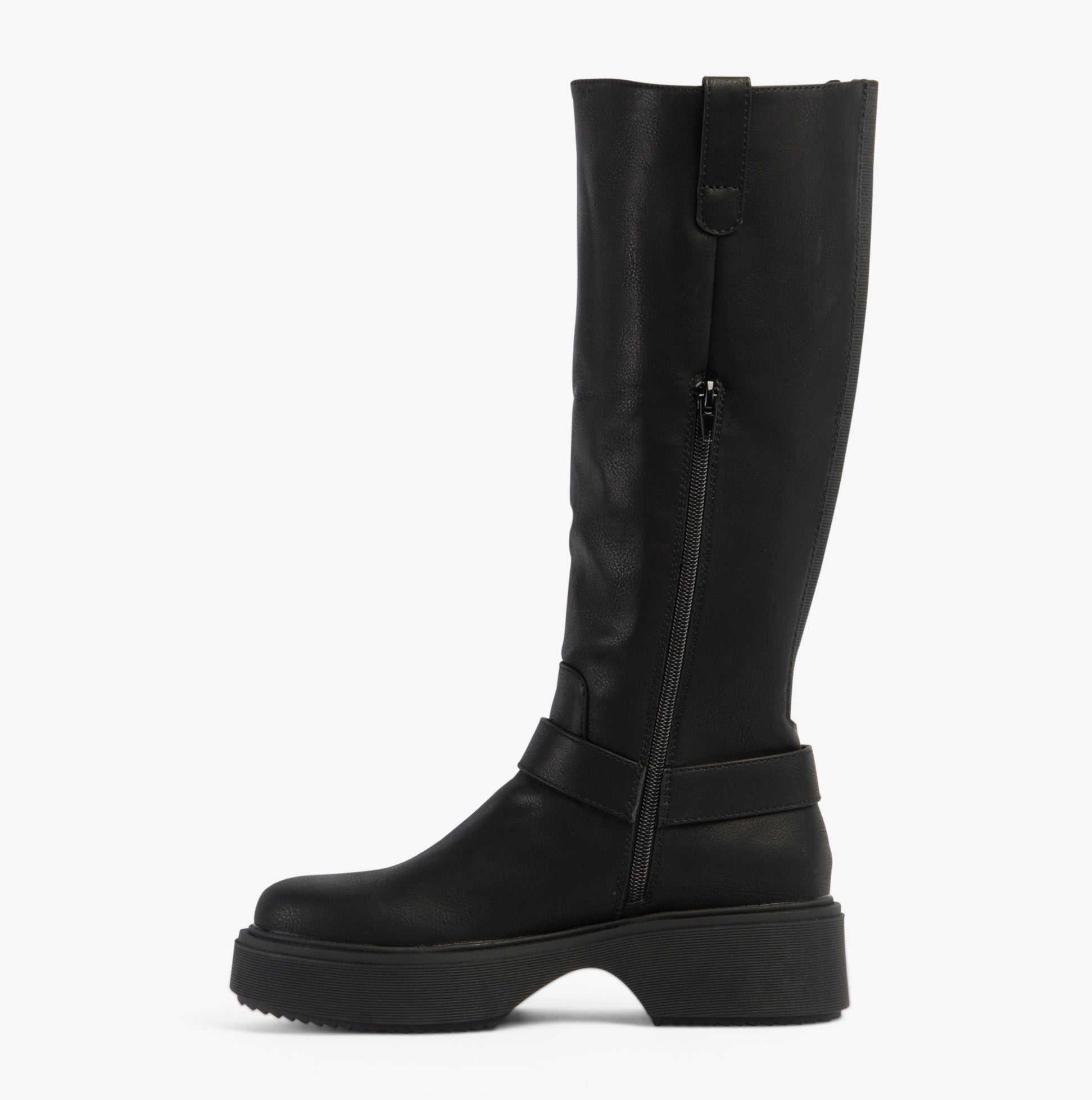 Rocket Dog BECCA Womens Boots Black side view with faux leather upper and platform sole.